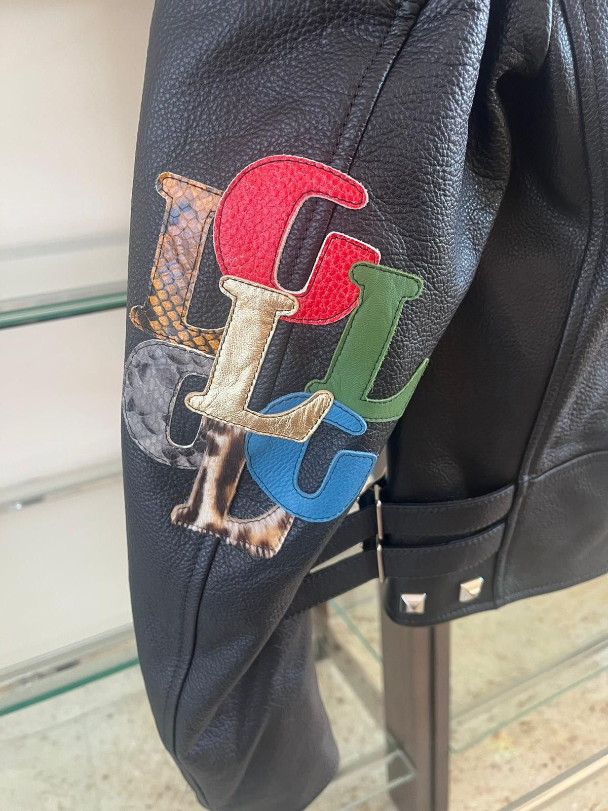 Gallery Dept. × Lanvin Perfecto Leather Jacket With Multicolor Elbow Patch Size US M / EU 48-50 / 2 - 13 Thumbnail