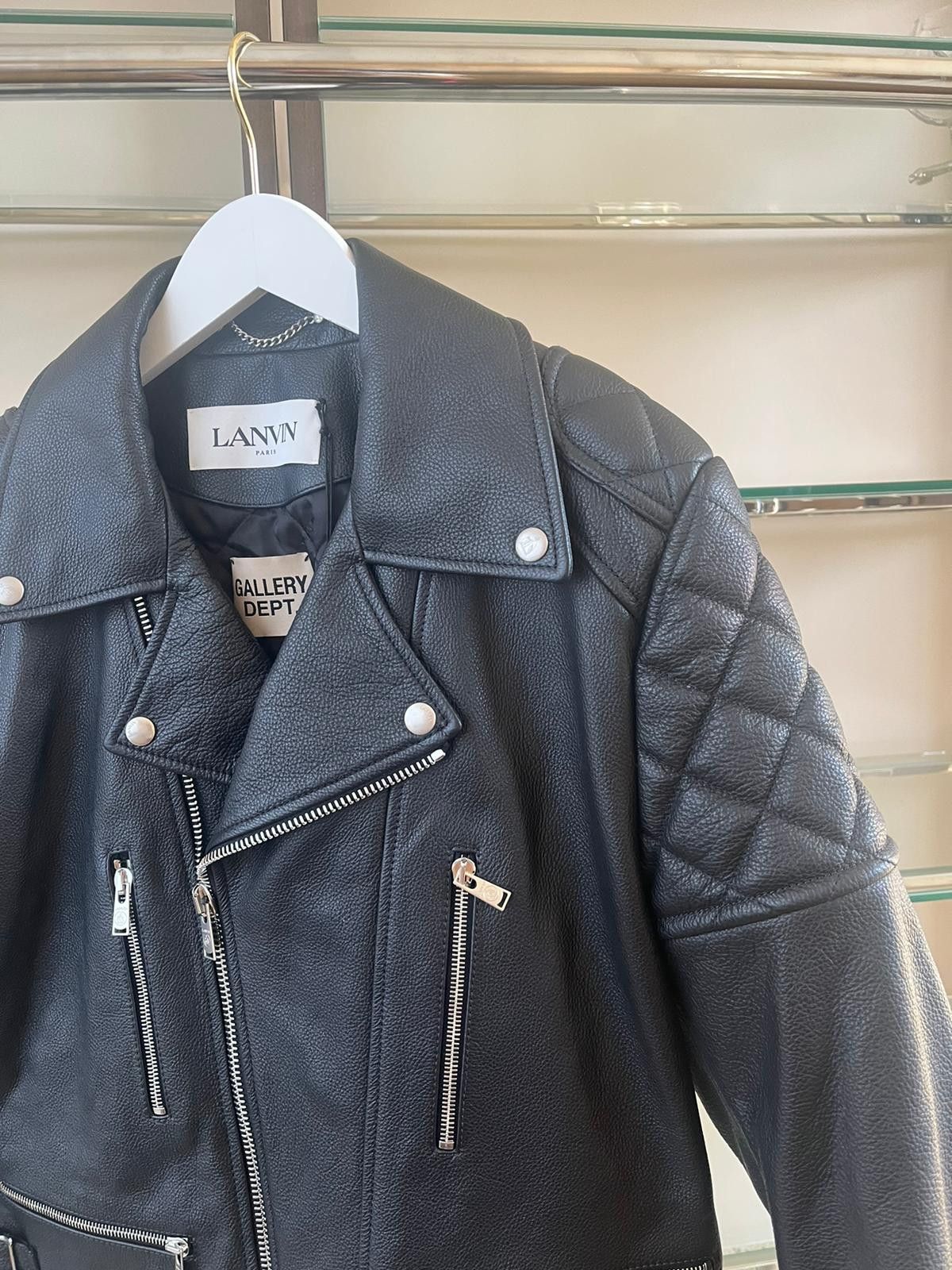 Gallery Dept. × Lanvin Perfecto Leather Jacket With Multicolor Elbow Patch Size US M / EU 48-50 / 2 - 6 Thumbnail