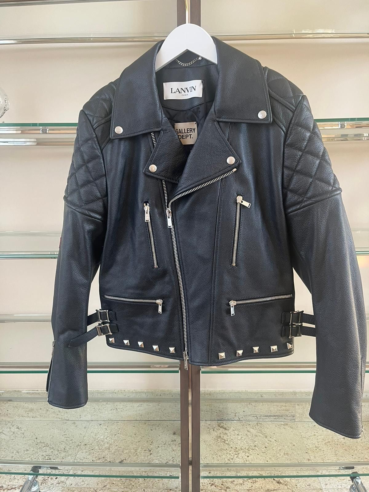 Gallery Dept. × Lanvin Perfecto Leather Jacket With Multicolor Elbow Patch Size US M / EU 48-50 / 2 - 5 Thumbnail