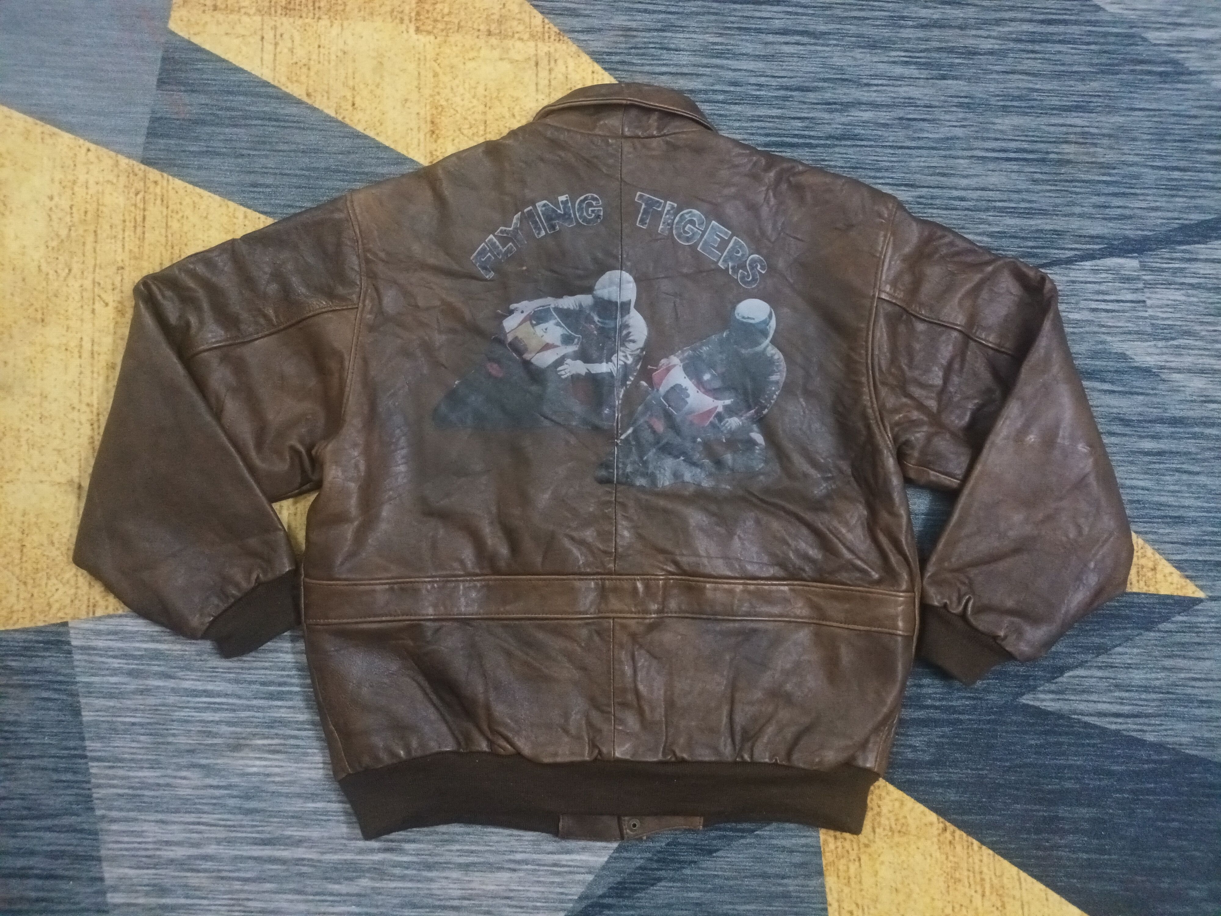 Image of Archival Clothing x Indian Motercycles Flying Tigers Pierre Bonee Leather Jacket in Chocolate (Size