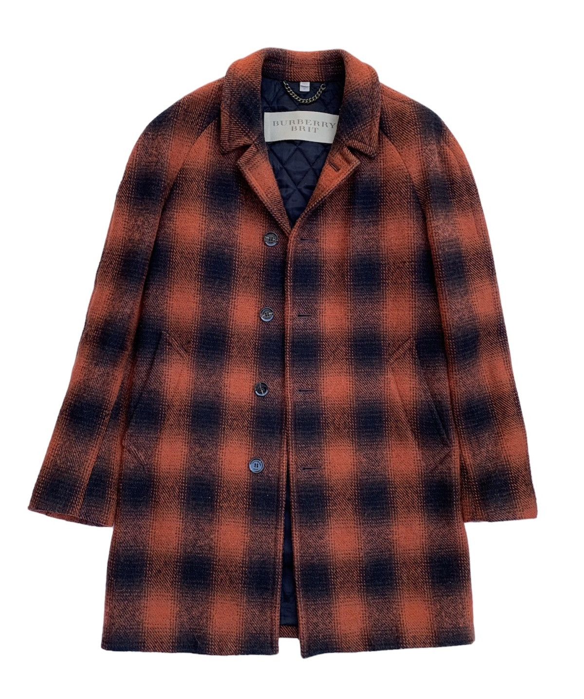 image of Burberry Brit Red/black Shadow Plaid Check Coat, Men's (Size Medium)