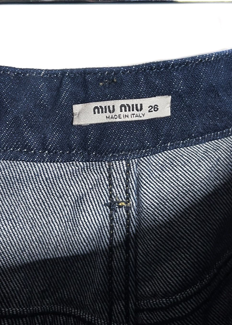Miu Miu Miu Miu Blue Denim Embroidered Distressed Wide Leg Jeans Size 27" / US 4 / IT 40 - 6 Thumbnail