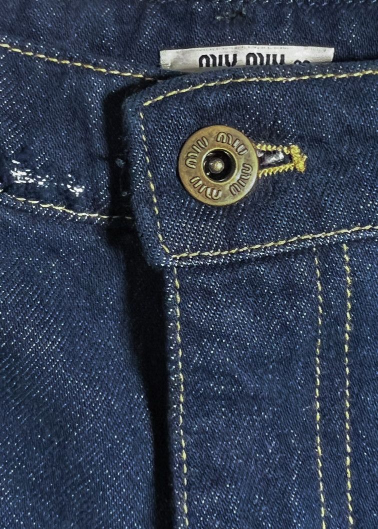Miu Miu Miu Miu Blue Denim Embroidered Distressed Wide Leg Jeans Size 27" / US 4 / IT 40 - 3 Thumbnail