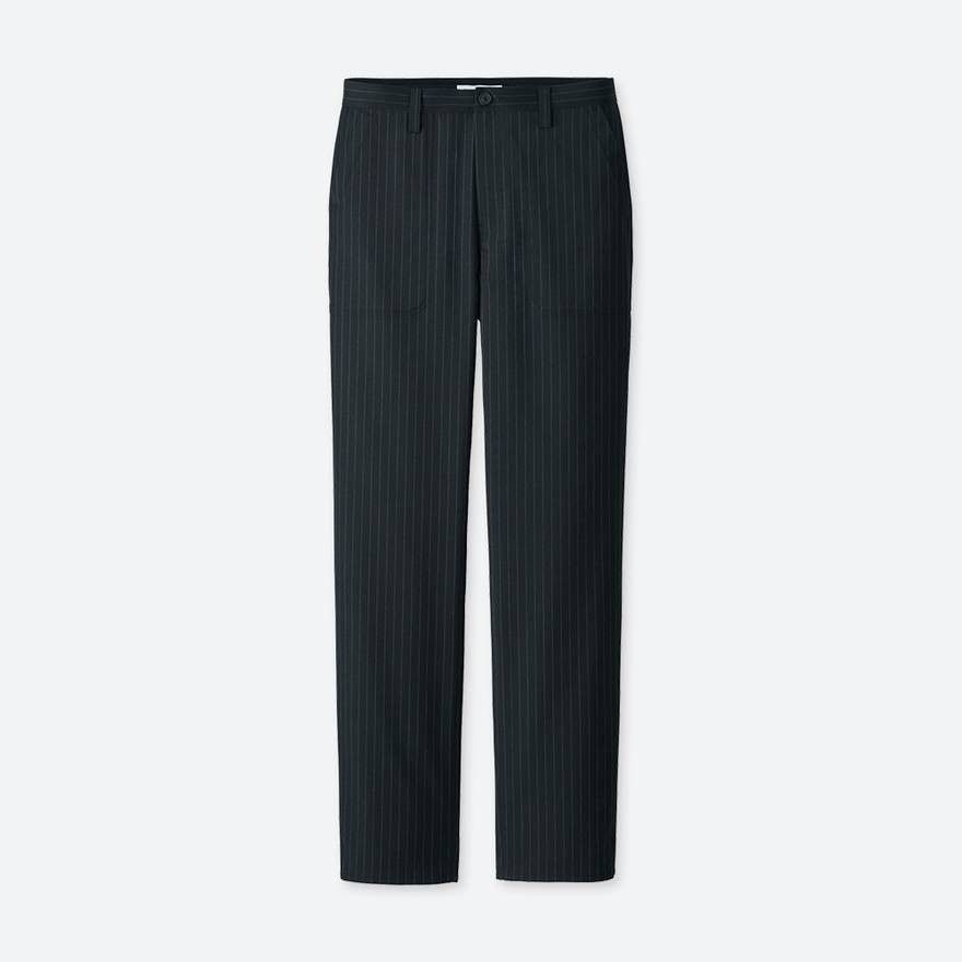 Uniqlo Jw Anderson Uniqlo Navy Wool Blend Pinstripe Trousers Grailed