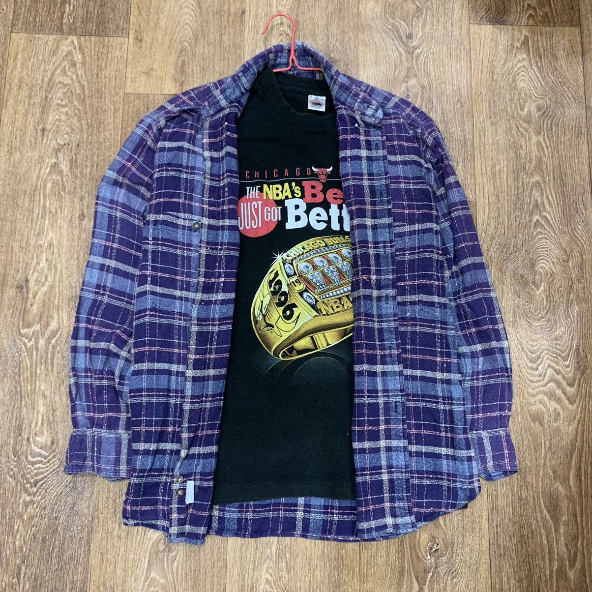 Vintage Vintage 90s Purple Plaid Shirt Grunge Oversized Streetwear M Size US M / EU 48-50 / 2 - 1 Thumbnail