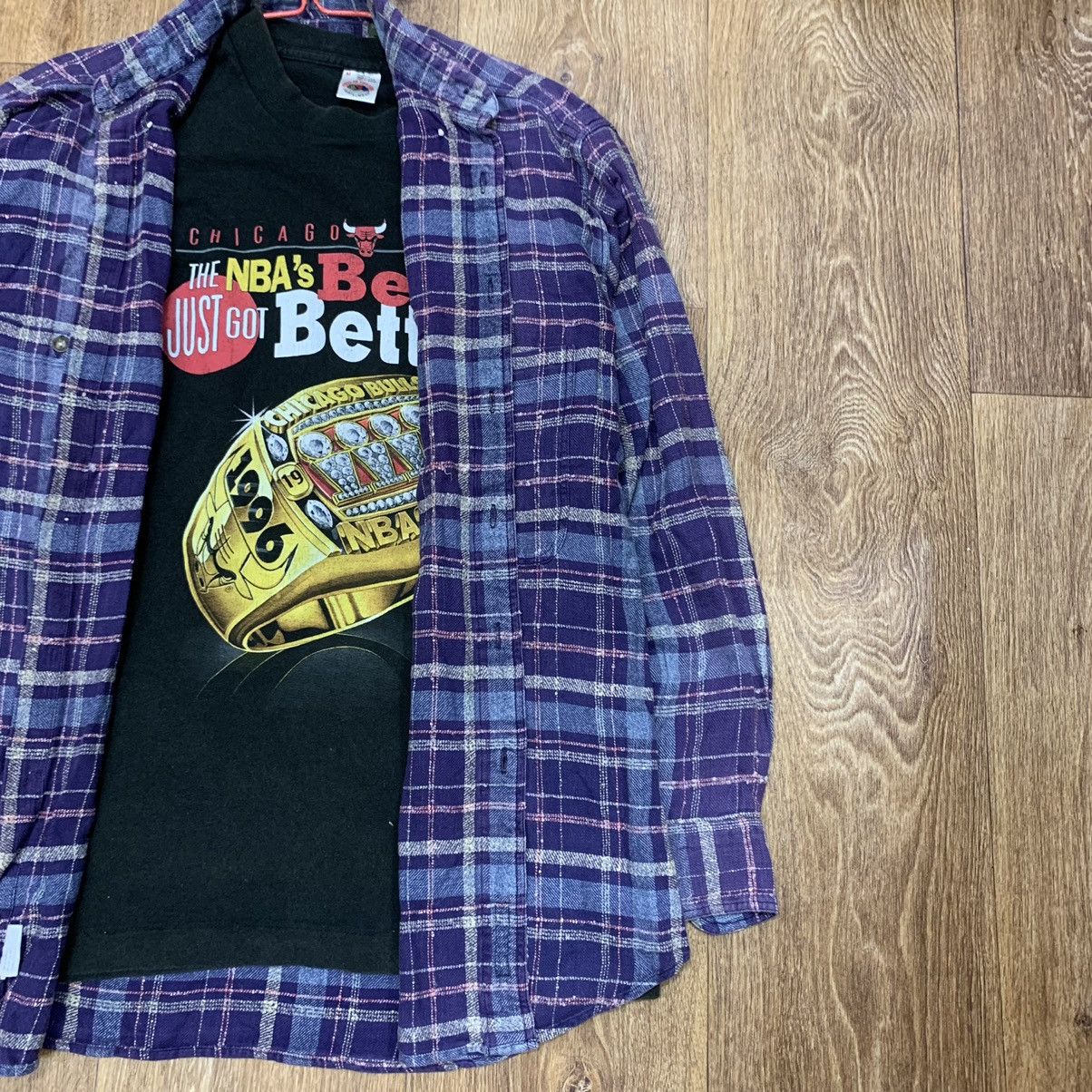 Vintage Vintage 90s Purple Plaid Shirt Grunge Oversized Streetwear M Size US M / EU 48-50 / 2 - 2 Thumbnail