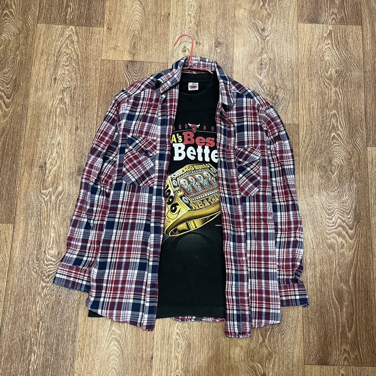 Vintage Vintage 90s Checkered Shirt Grunge Streetwear Bleached M Size US M / EU 48-50 / 2 - 1 Thumbnail