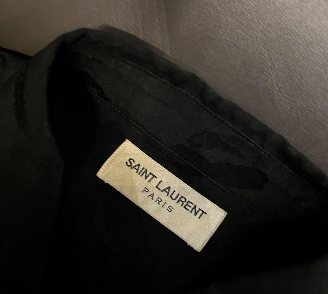 Saint Laurent Paris Saint Laurent Black Lipstick Silk Long Sleeve Shirt Size US M / EU 48-50 / 2 - 2 Thumbnail