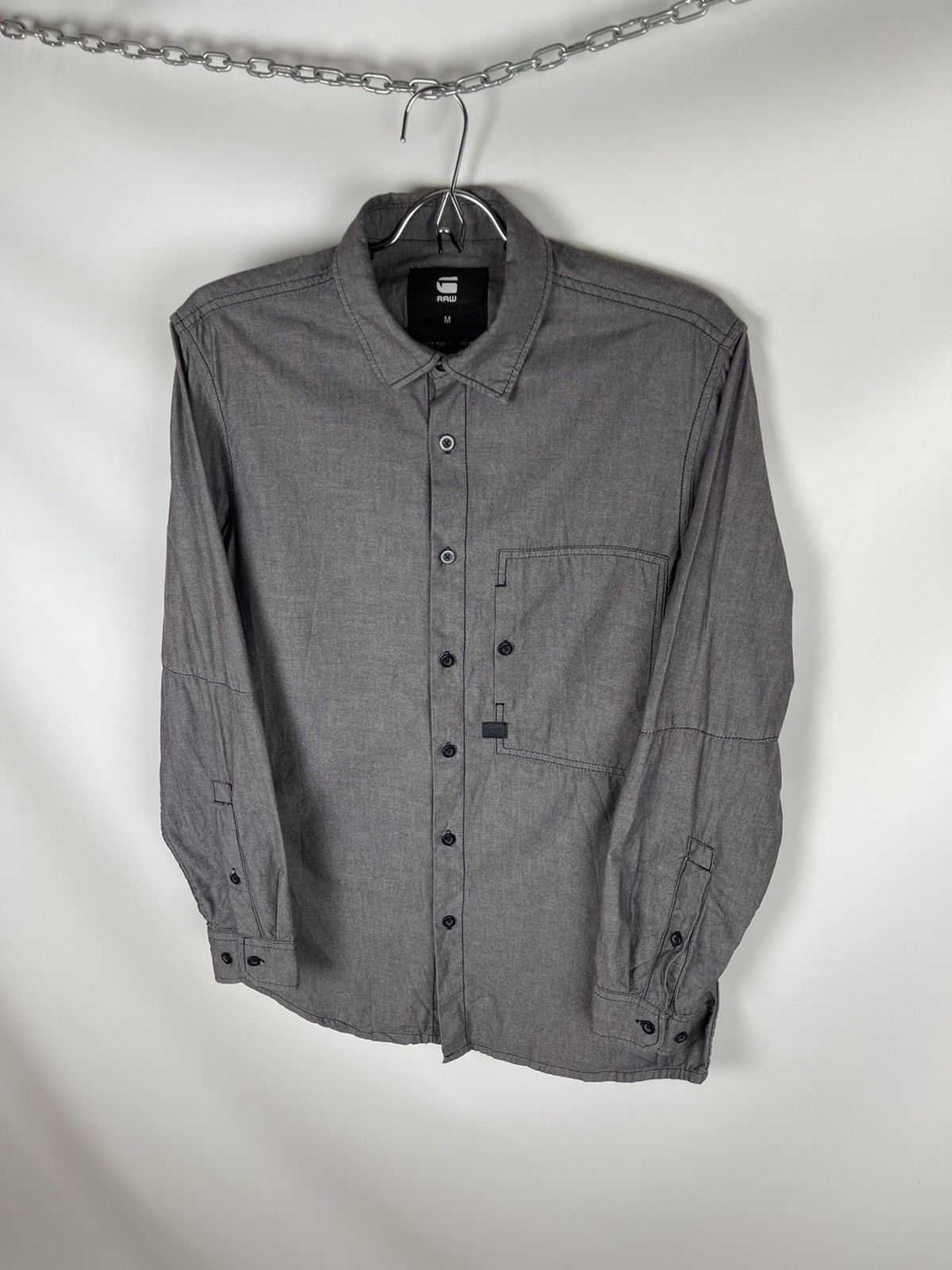 G-Star G-Star Raw Stalt shirt L/S grey pocket logo button up size M Size US M / EU 48-50 / 2 - 6 Thumbnail