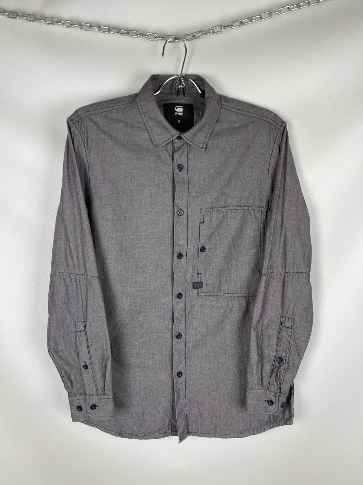 G-Star G-Star Raw Stalt shirt L/S grey pocket logo button up size M Size US M / EU 48-50 / 2 - 1 Thumbnail