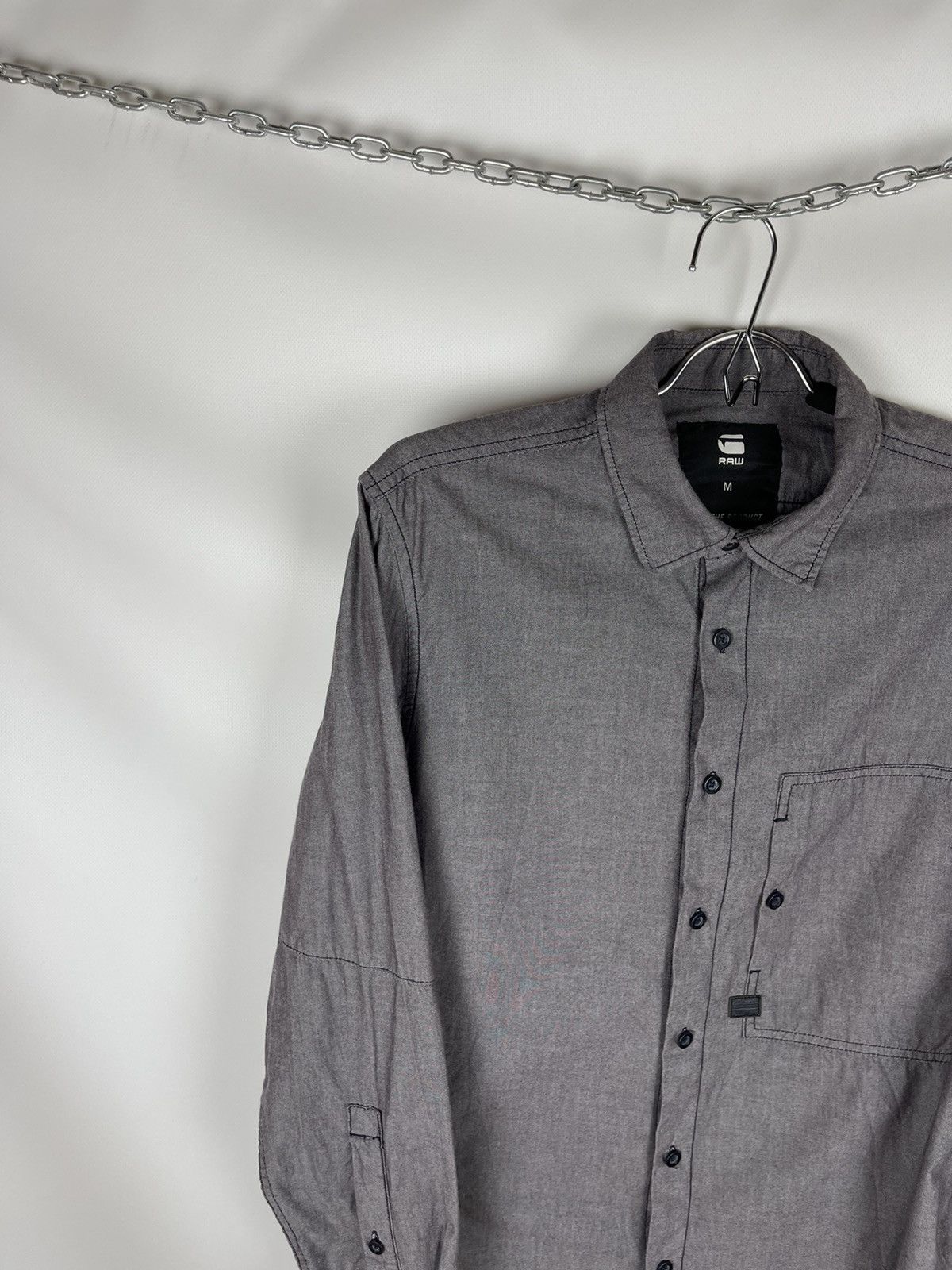 G-Star G-Star Raw Stalt shirt L/S grey pocket logo button up size M Size US M / EU 48-50 / 2 - 2 Thumbnail