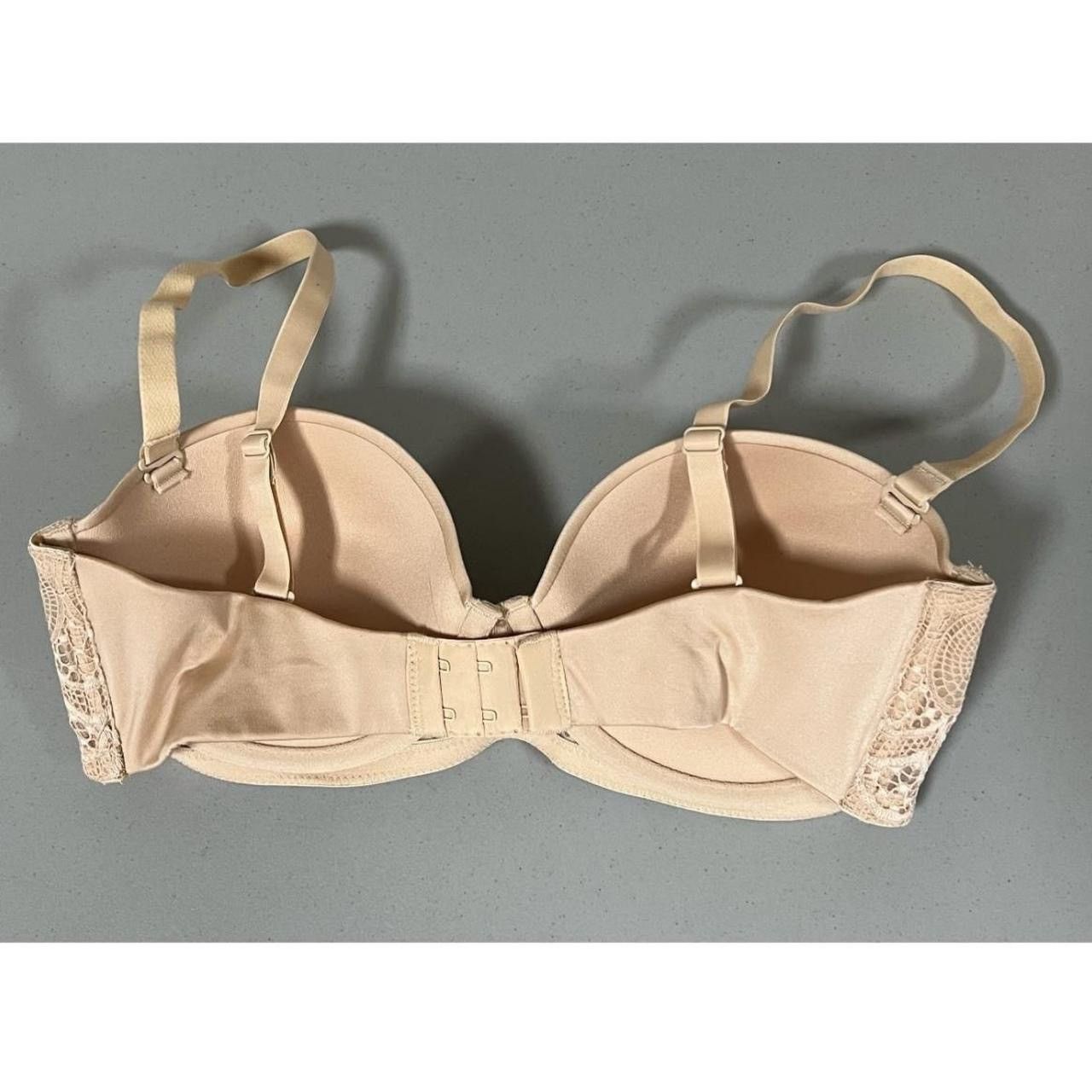 Vintage Beige Push-Up Lace Balconette Bra Brassiere Lingerie 34C ✨ Size ONE SIZE - 2 Thumbnail