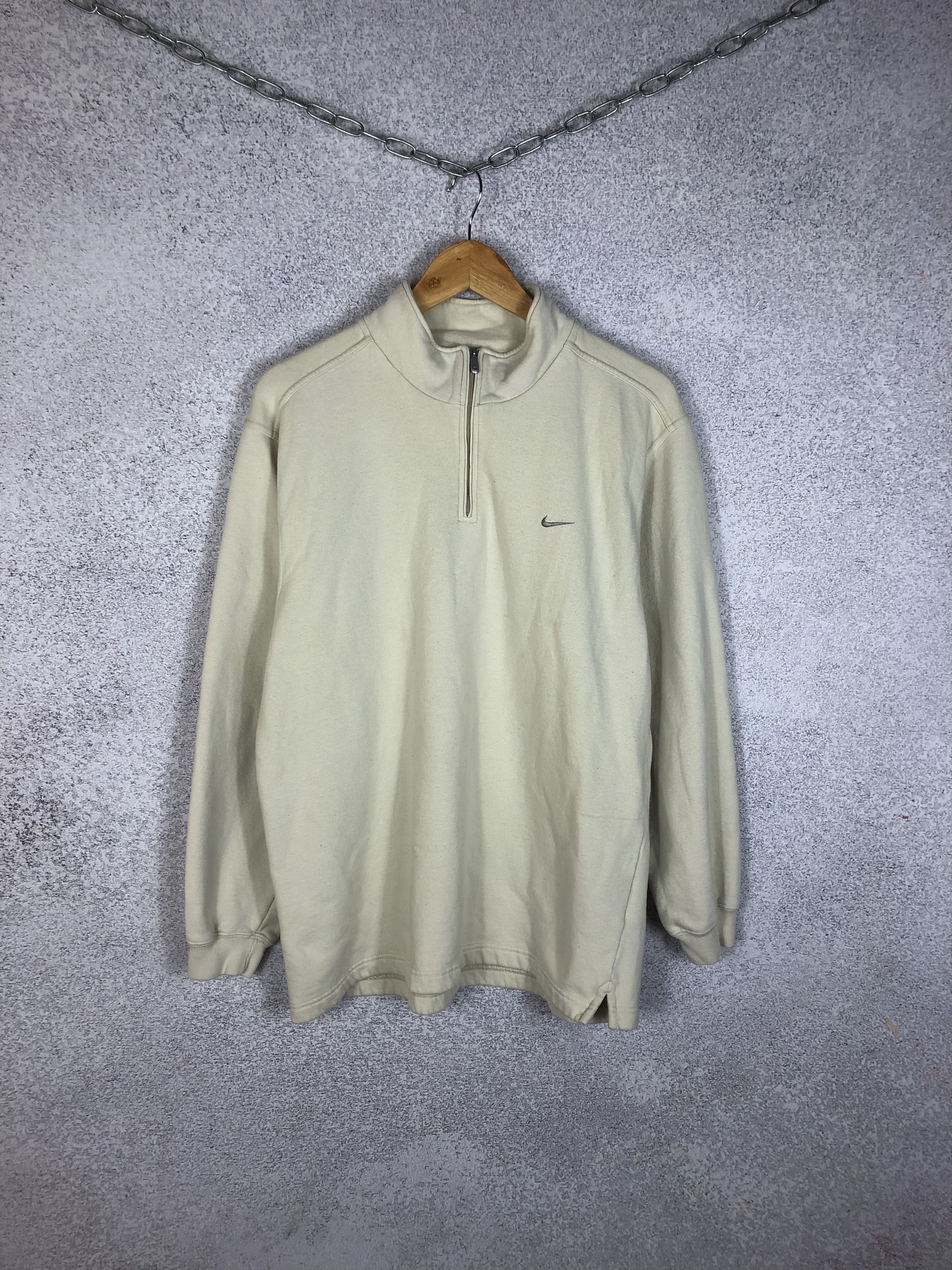 Nike Vintage Nike Small Swoosh 1/3 Zip Beige Sweatshirt Size US M / EU 48-50 / 2 - 1 Thumbnail