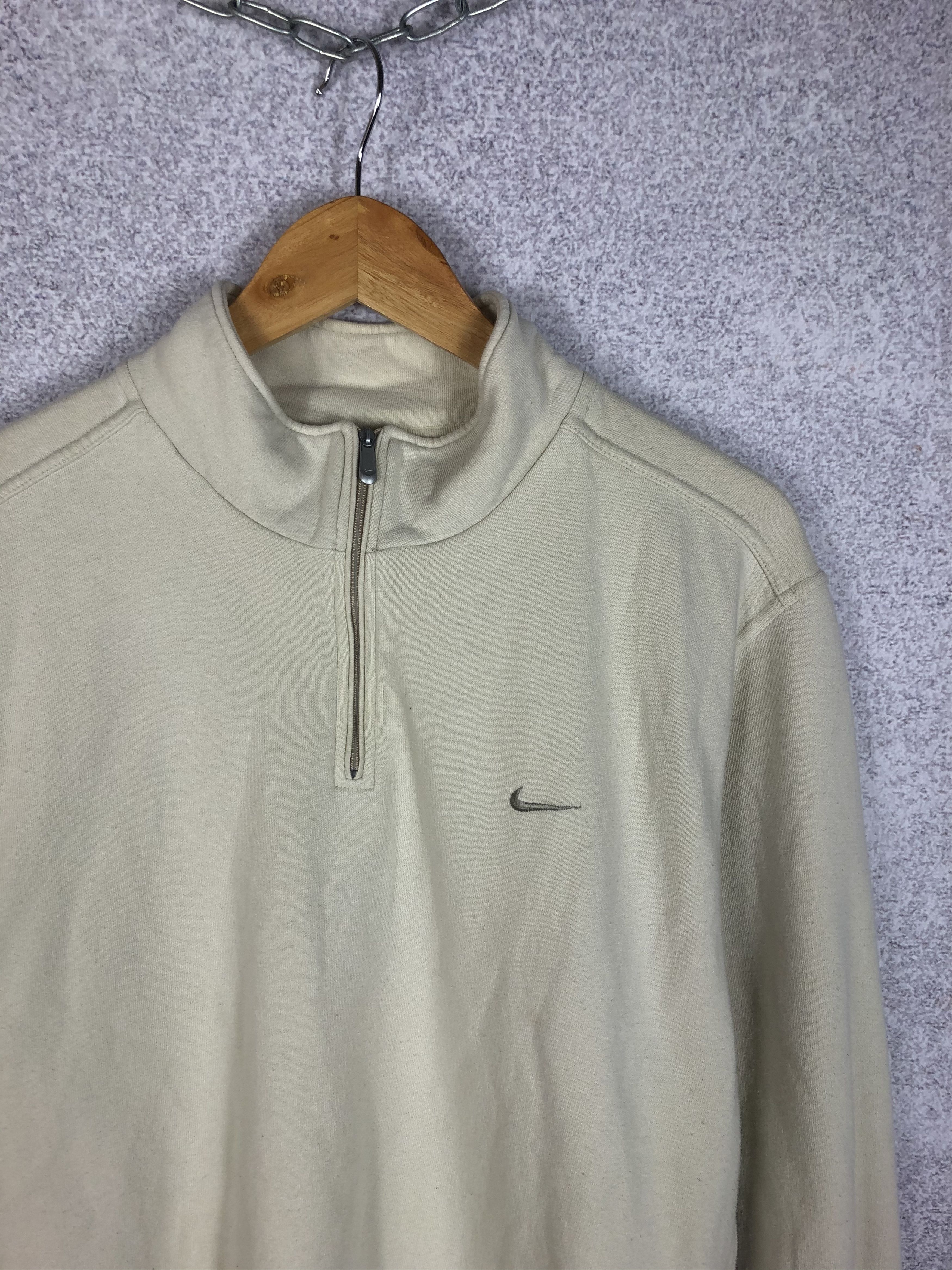Nike Vintage Nike Small Swoosh 1/3 Zip Beige Sweatshirt Size US M / EU 48-50 / 2 - 2 Thumbnail