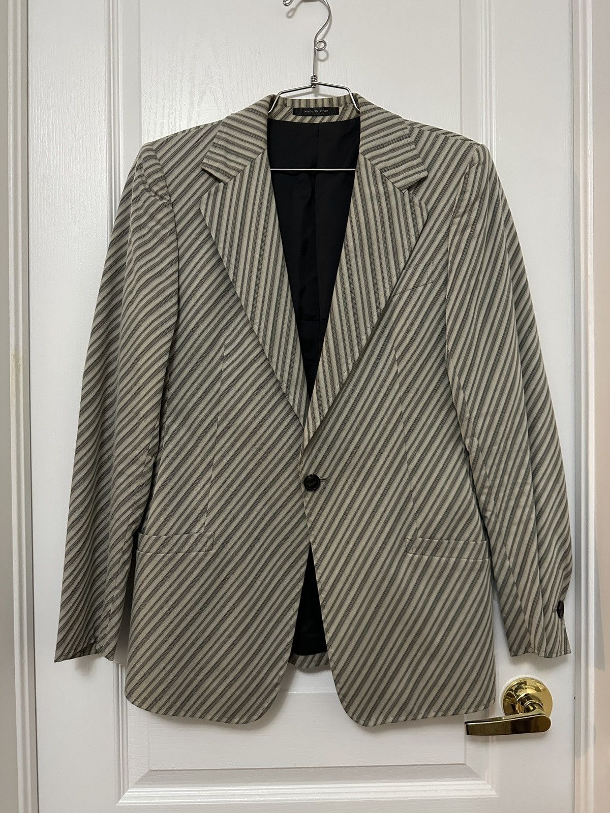 Emporio Armani Light Grey Striped Suit Jacket - Sz IT 48 Size 36R - 1 Thumbnail