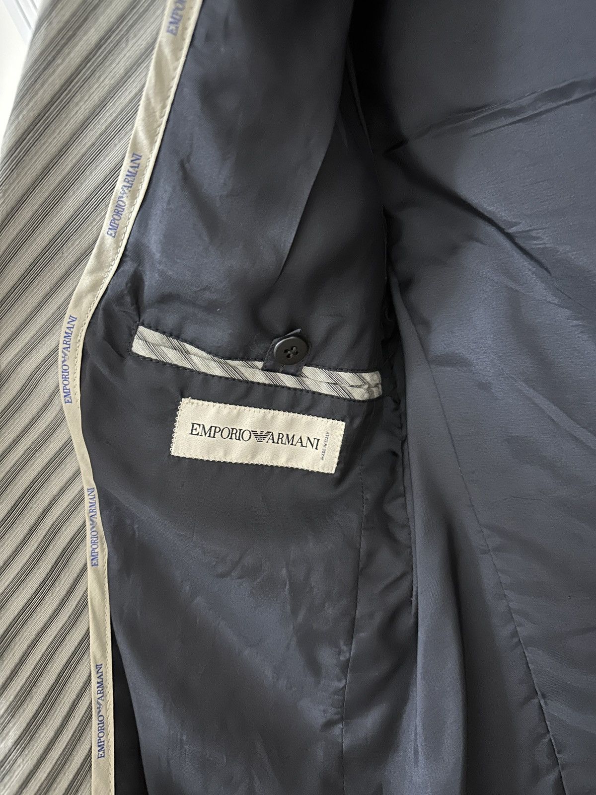 Emporio Armani Light Grey Striped Suit Jacket - Sz IT 48 Size 36R - 5 Thumbnail