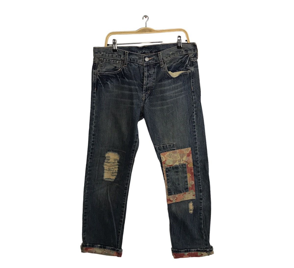 Takeo Kikuchi Patchworks Floral Butterfly Denim Jeans Japan Size US 34 / EU 50 - 1 Thumbnail