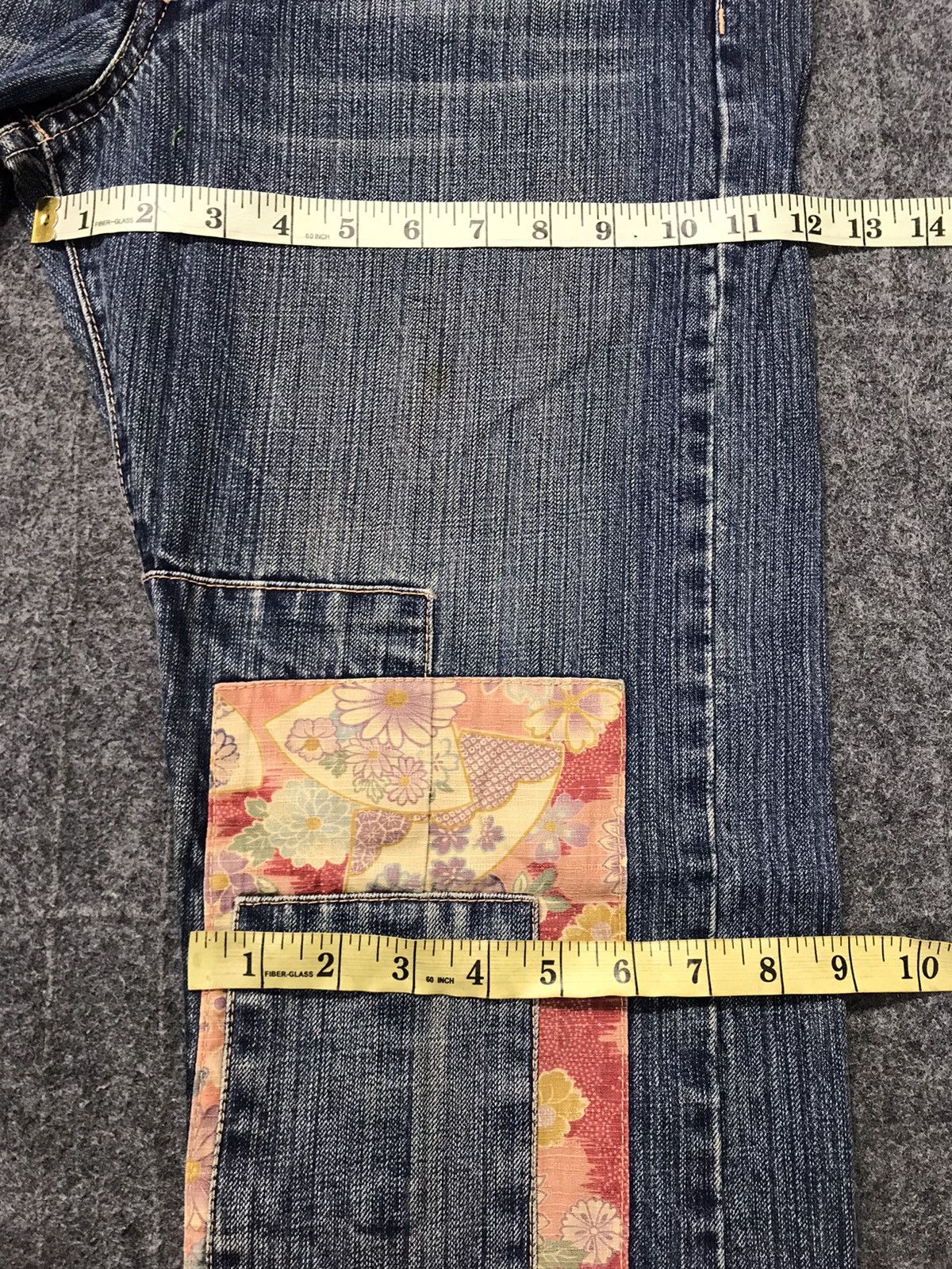 Takeo Kikuchi Patchworks Floral Butterfly Denim Jeans Japan Size US 34 / EU 50 - 12 Thumbnail