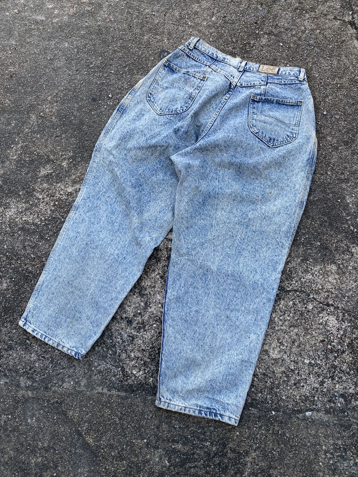 Lee Vintage 80s Lee Denim Acid Wash Baggy Jeans Size US 32 / EU 48 - 2 Thumbnail