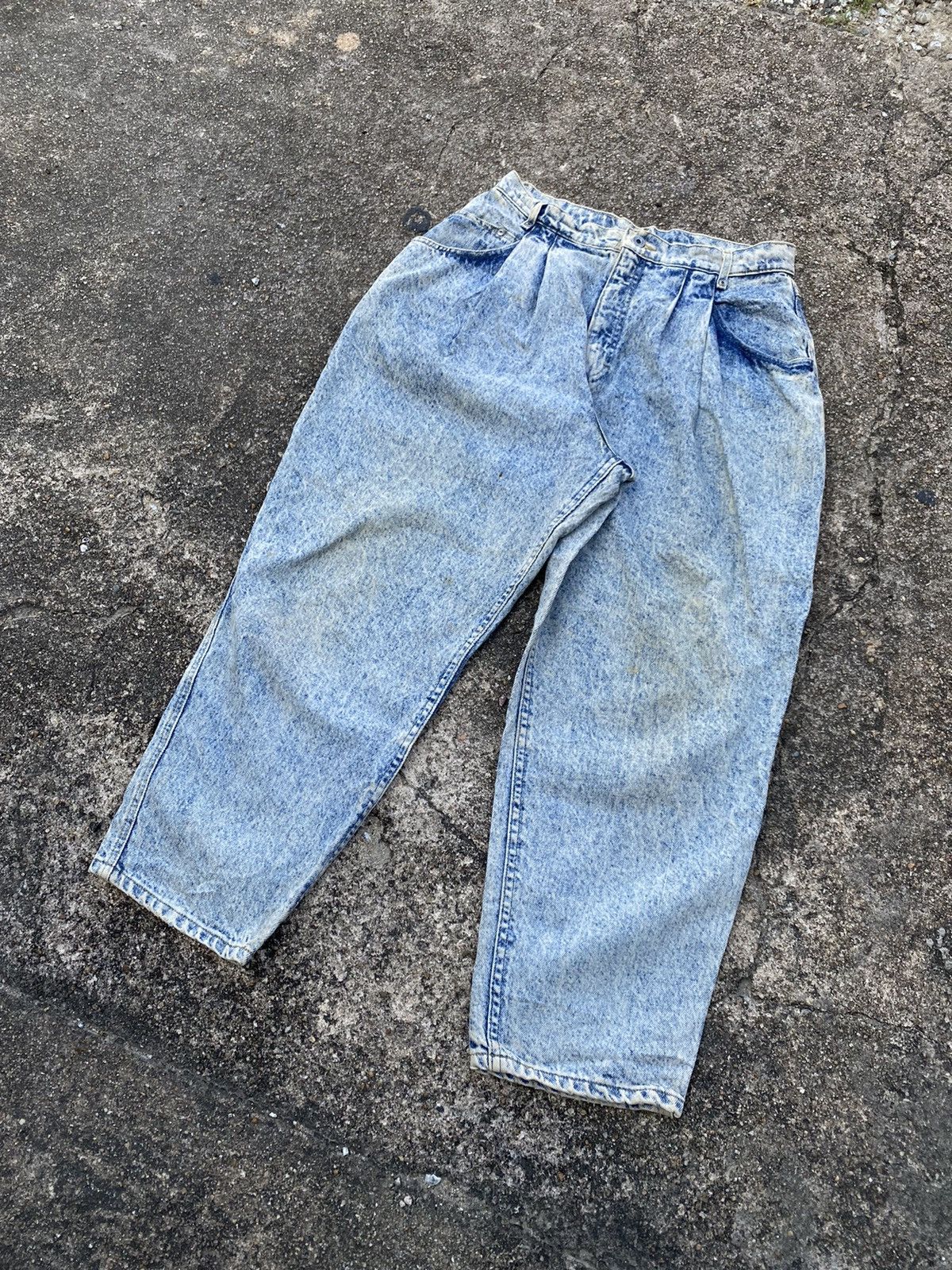 Lee Vintage 80s Lee Denim Acid Wash Baggy Jeans Size US 32 / EU 48 - 1 Thumbnail