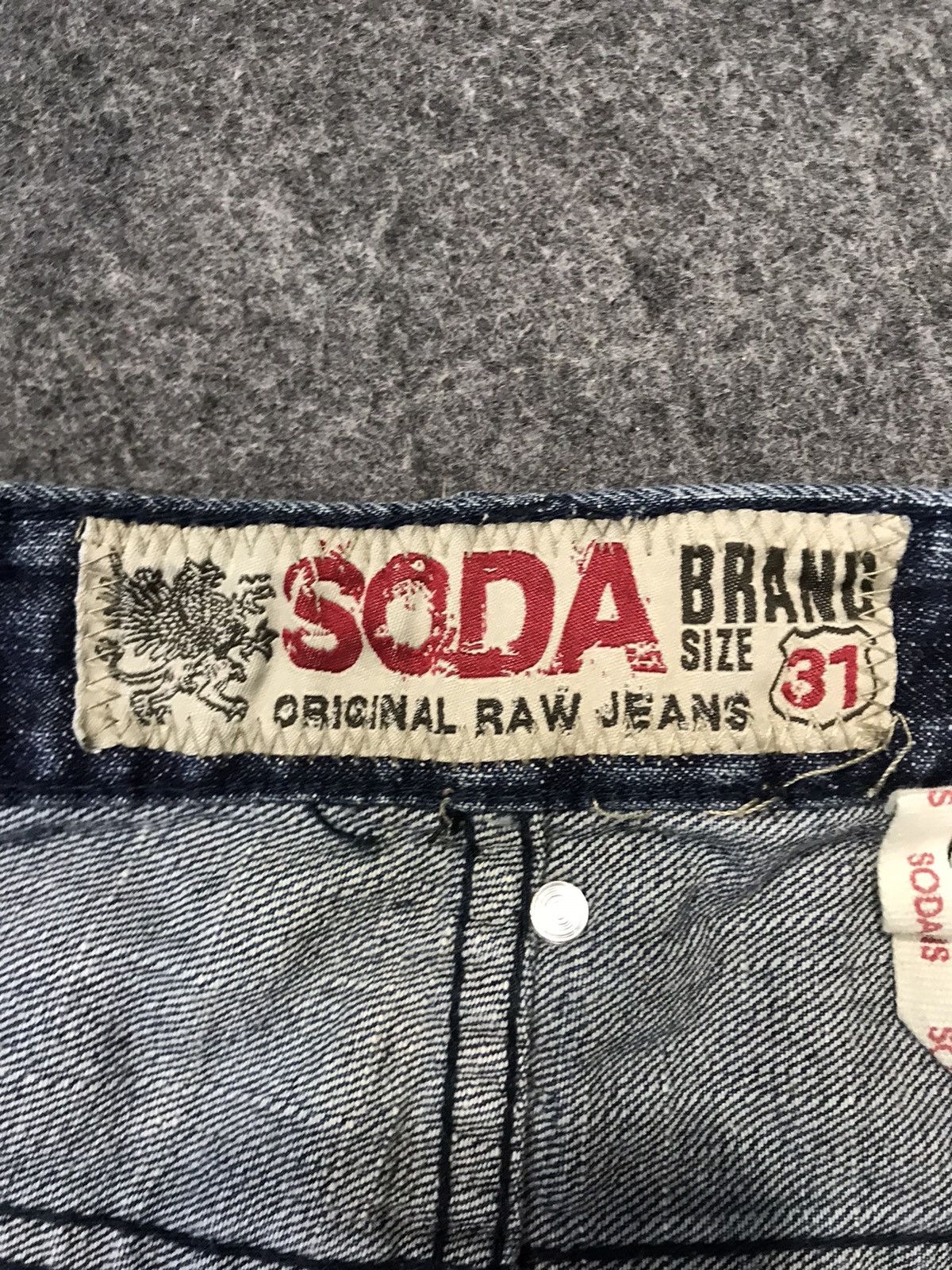 Japanese Brand Hype 90s Soda Brang Whisker Raw Indigo Denim Jeans Size US 30 / EU 46 - 6 Thumbnail