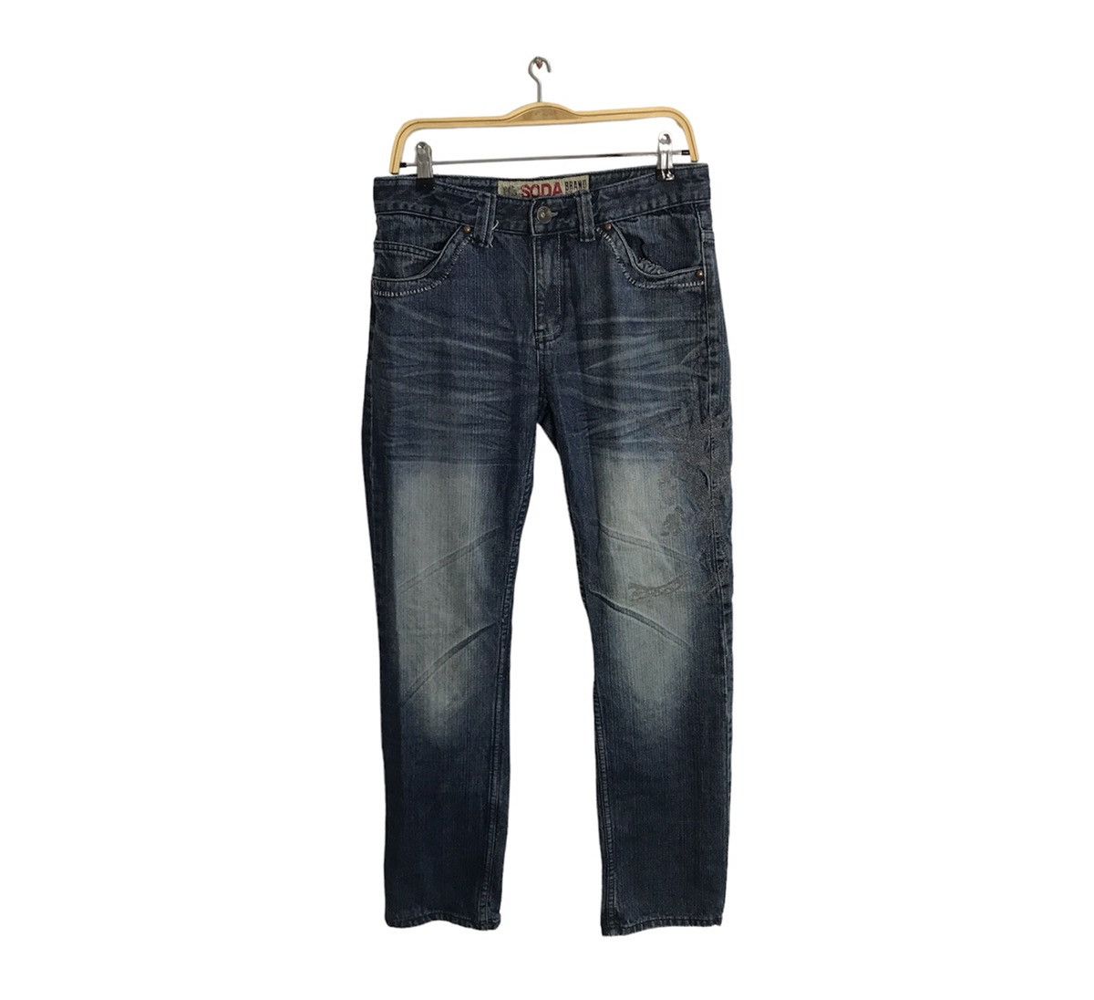 Japanese Brand Hype 90s Soda Brang Whisker Raw Indigo Denim Jeans Size US 30 / EU 46 - 1 Thumbnail