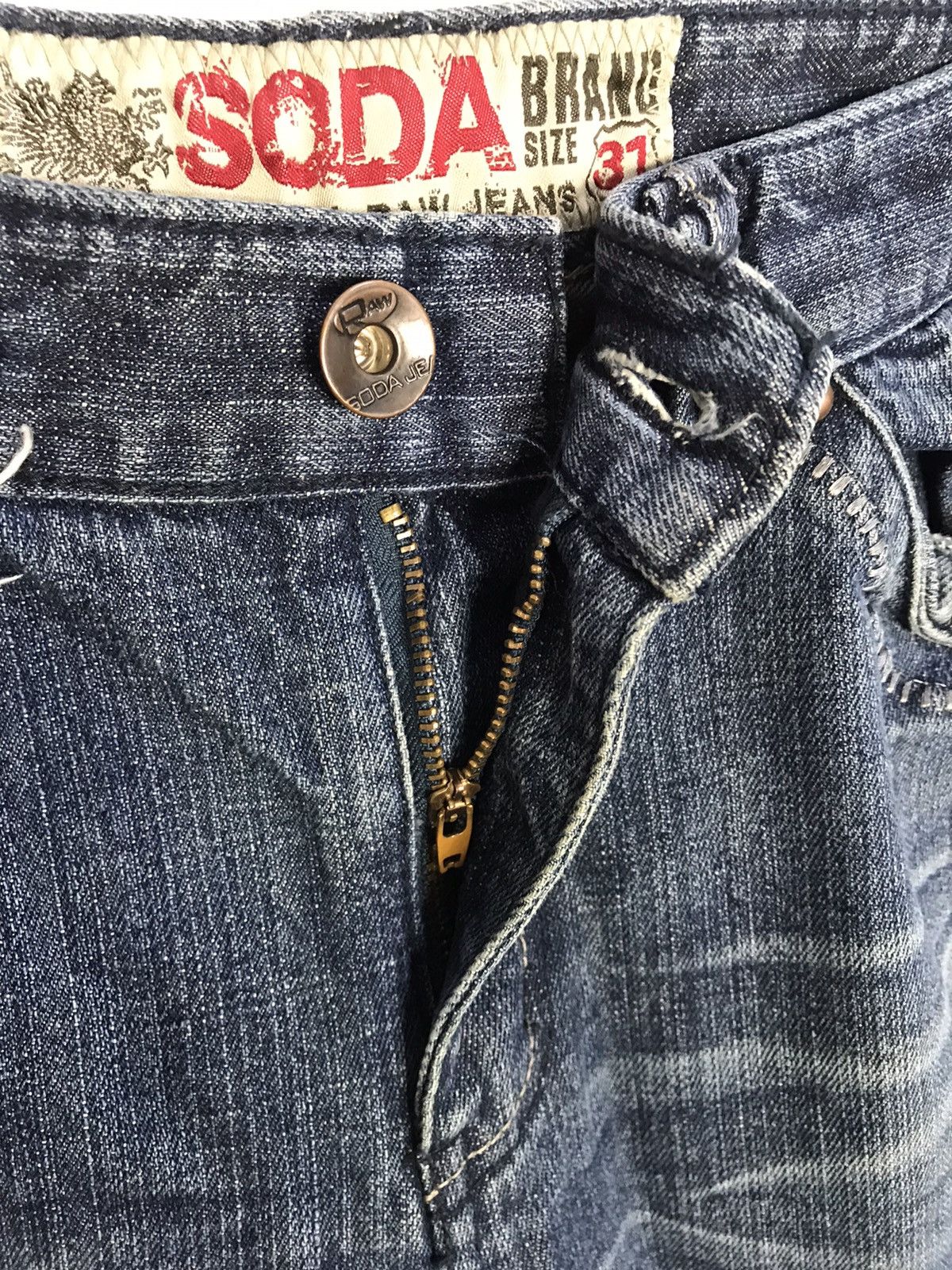 Japanese Brand Hype 90s Soda Brang Whisker Raw Indigo Denim Jeans Size US 30 / EU 46 - 5 Thumbnail