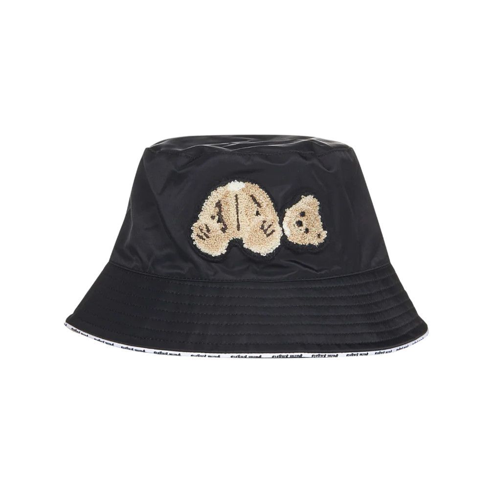 image of Palm Angels Pa Bear Nylon Bucket Hat in Black, Men's
