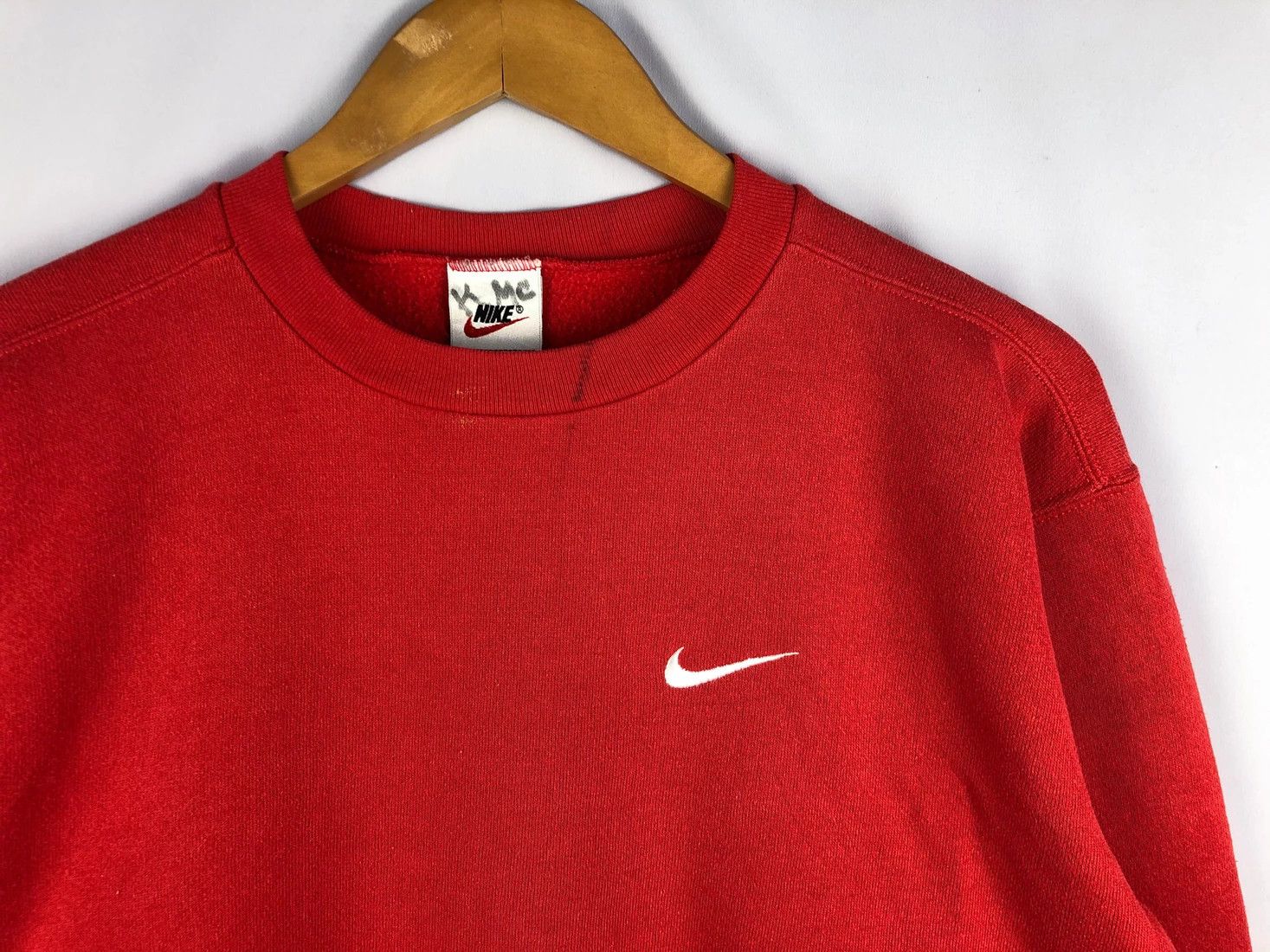 Nike Vintage 90s Nike Swoosh small logo Red Sweatshirt Size US M / EU 48-50 / 2 - 2 Thumbnail