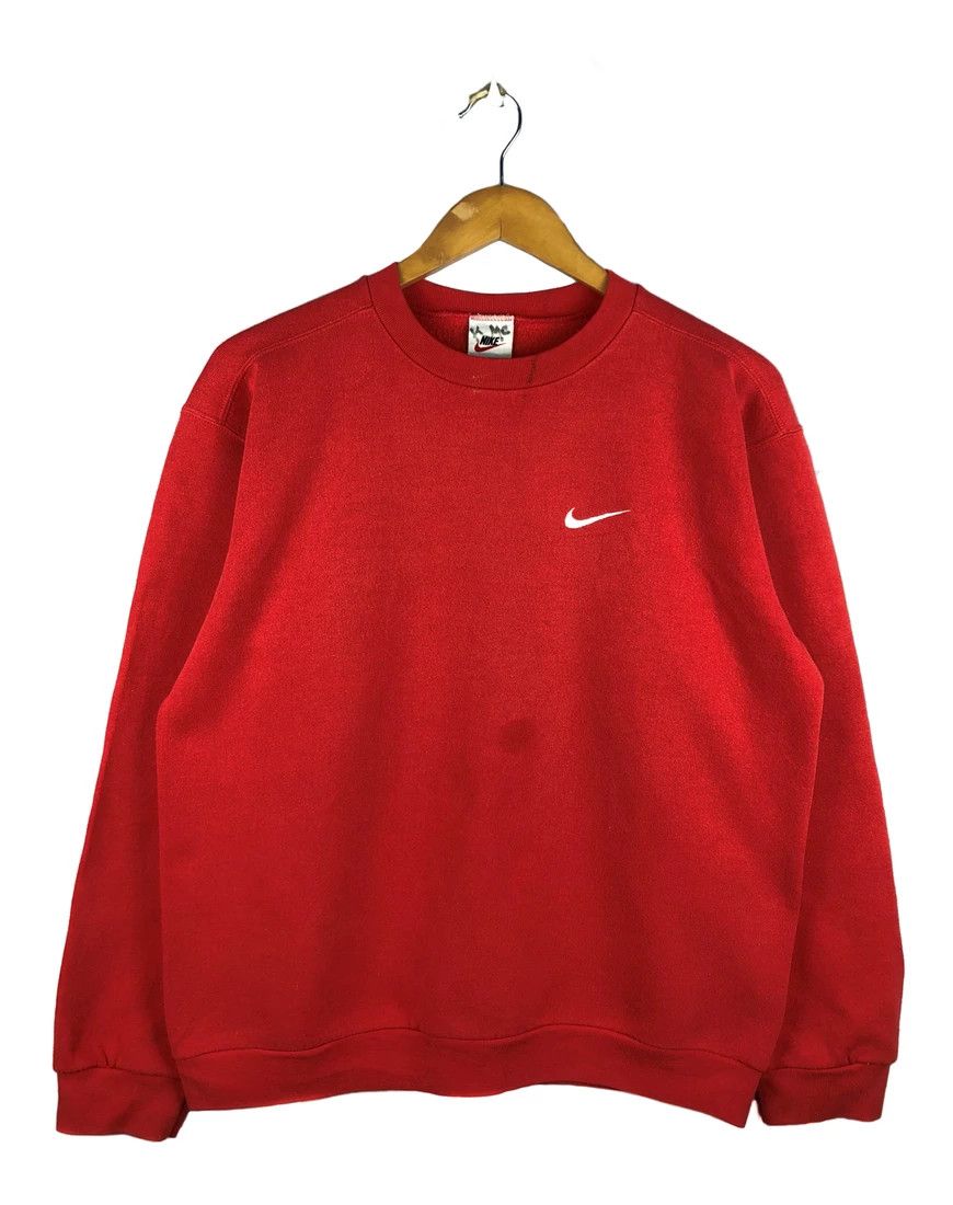 Nike Vintage 90s Nike Swoosh small logo Red Sweatshirt Size US M / EU 48-50 / 2 - 1 Thumbnail