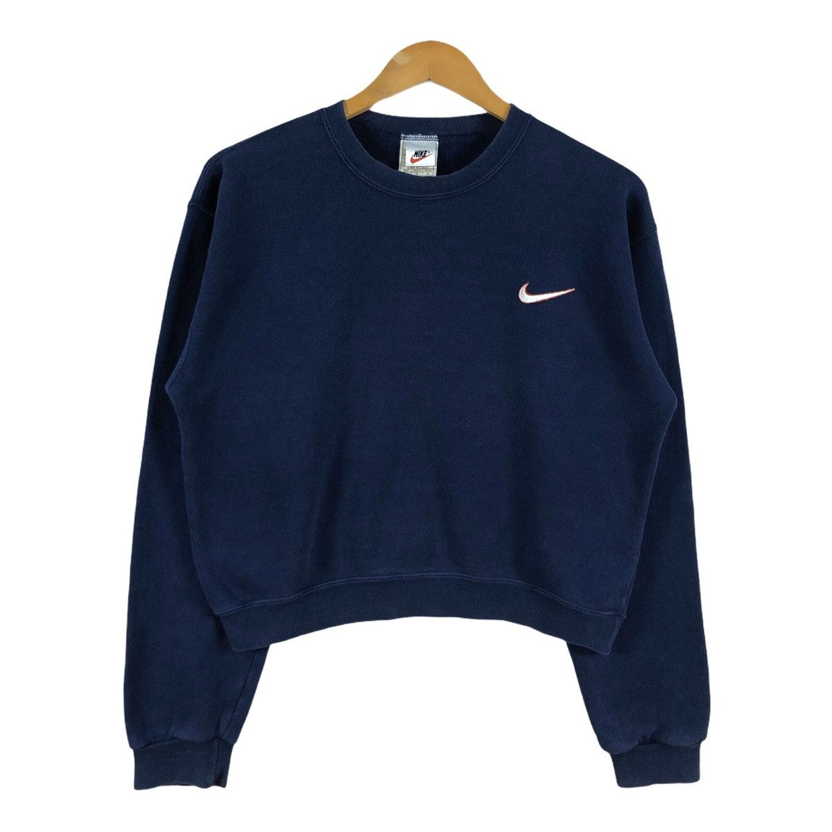 Nike × Vintage vintage 90s Nike Swoosh Blueblack Sweatshirt Size M / US 6-8 / IT 42-44 - 1 Thumbnail