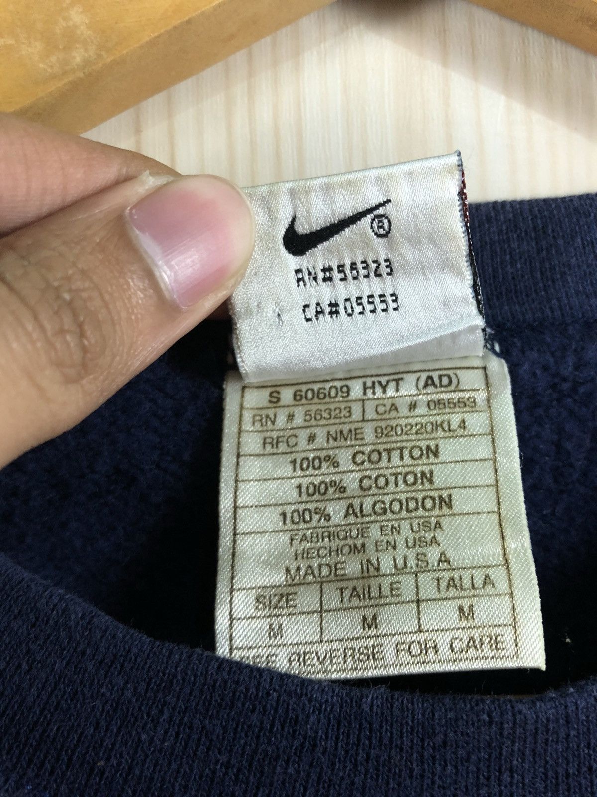 Nike × Vintage vintage 90s Nike Swoosh Blueblack Sweatshirt Size M / US 6-8 / IT 42-44 - 6 Thumbnail