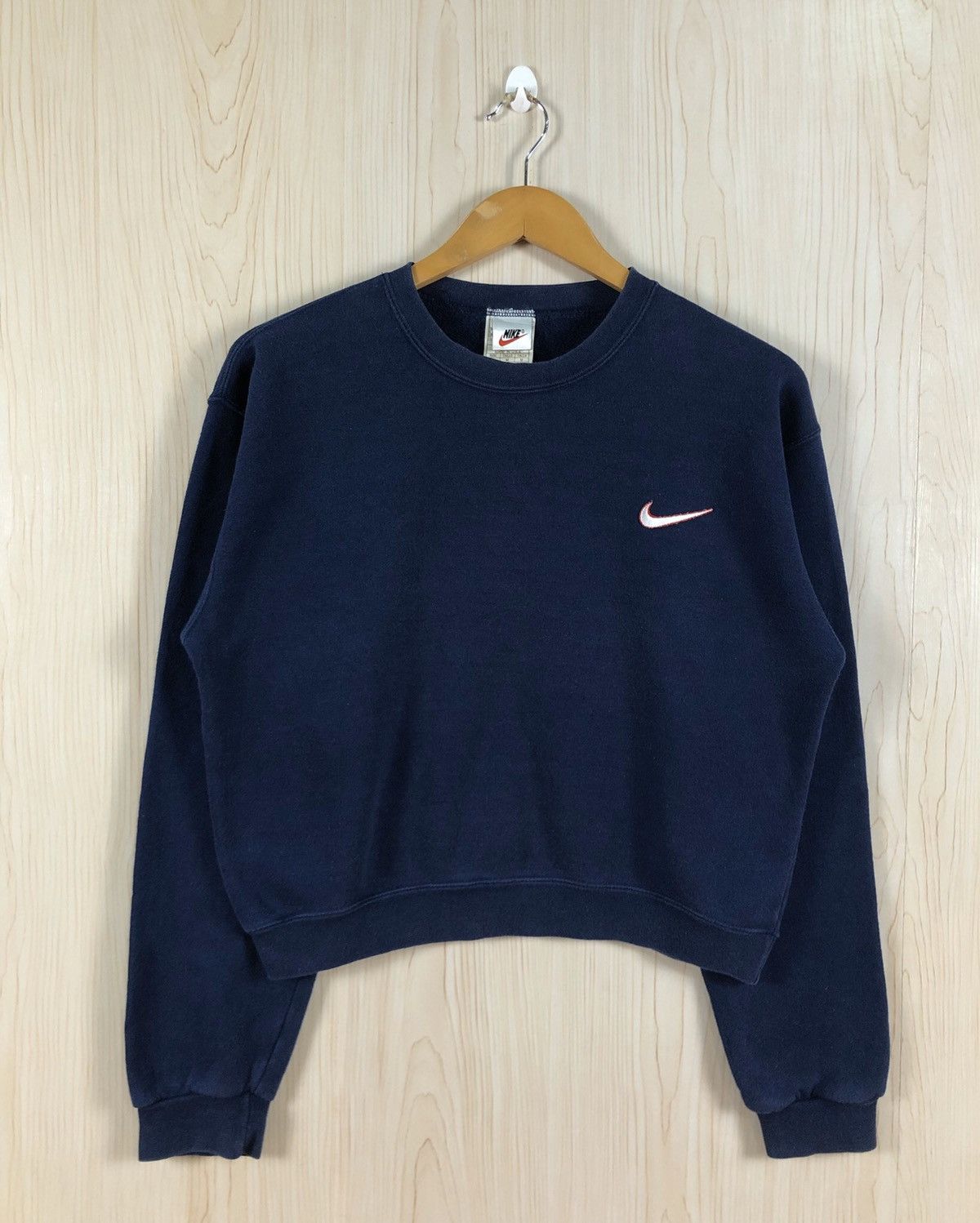 Nike × Vintage vintage 90s Nike Swoosh Blueblack Sweatshirt Size M / US 6-8 / IT 42-44 - 3 Thumbnail