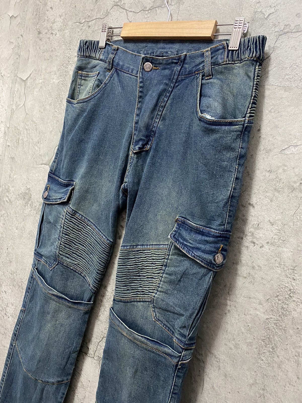 Japanese Brand Vintage Japan Brand Cargo Biker Multi Pocket Stretch Denim Size US 32 / EU 48 - 6 Thumbnail