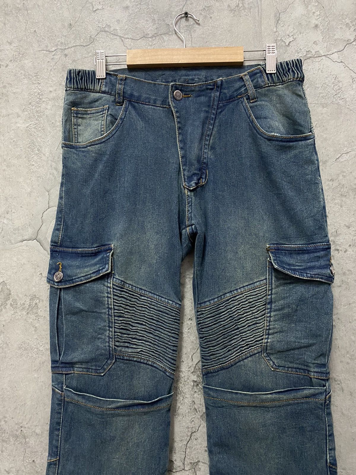 Japanese Brand Vintage Japan Brand Cargo Biker Multi Pocket Stretch Denim Size US 32 / EU 48 - 4 Thumbnail