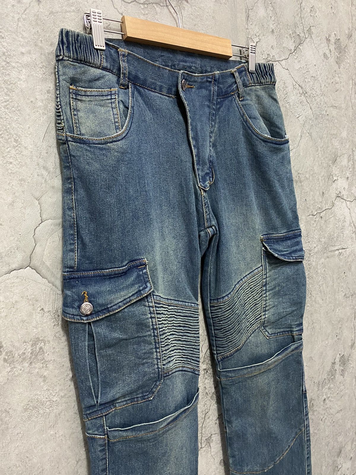 Japanese Brand Vintage Japan Brand Cargo Biker Multi Pocket Stretch Denim Size US 32 / EU 48 - 7 Thumbnail