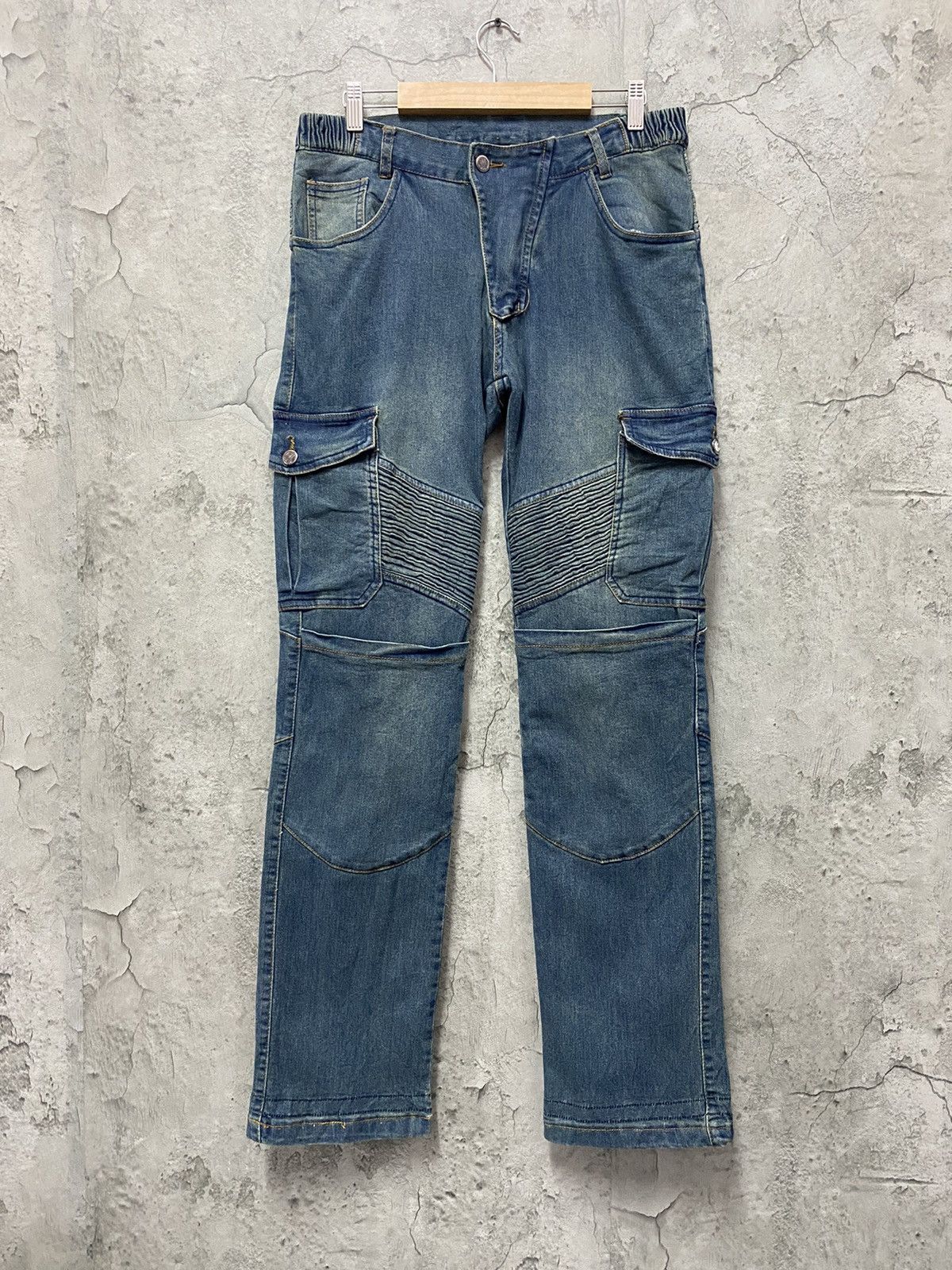 Japanese Brand Vintage Japan Brand Cargo Biker Multi Pocket Stretch Denim Size US 32 / EU 48 - 1 Thumbnail