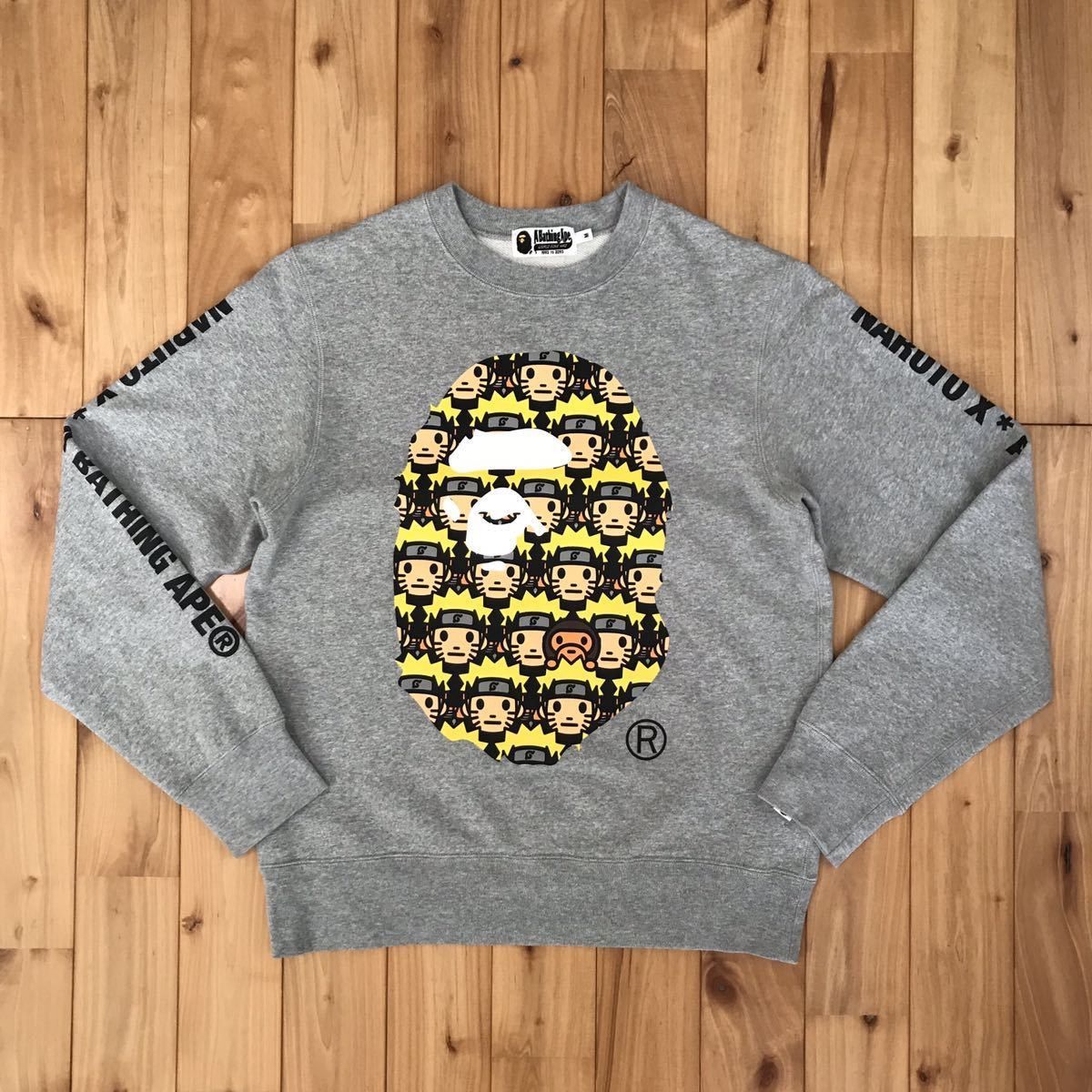 image of Bape × Naruto Ape Head Sweat Shirt Baby Milo in Grey, Men's (Size Medium)