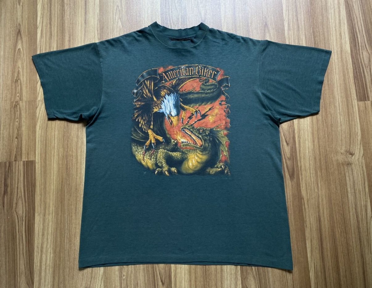 Vintage Harley Davidson 3D Emblem Eagle Dragon American Biker TShirt Size US XL / EU 56 / 4 - 1 Thumbnail