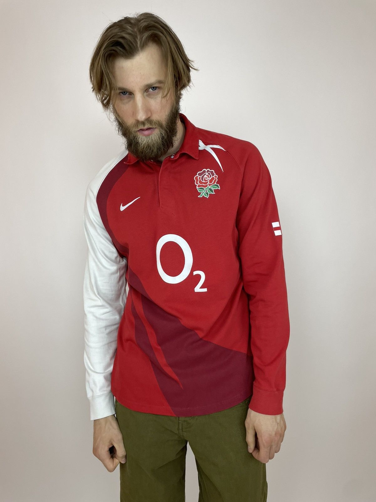 Nike Nike England Rugby 2007/2008 polo shirt long sleeve ROSE O2 Size US XL / EU 56 / 4 - 4 Thumbnail
