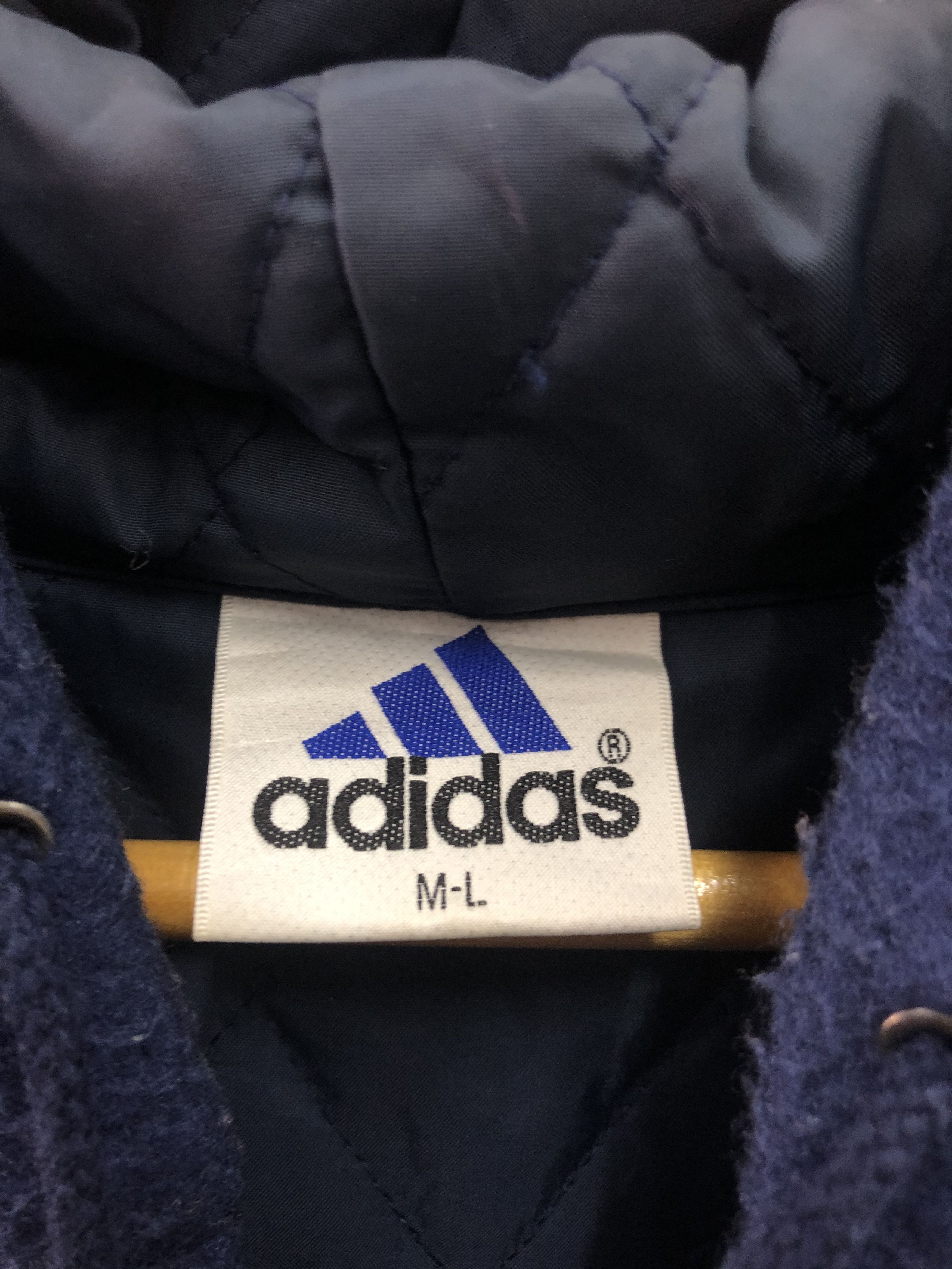 Adidas × Vintage Adidas hoodie zip Fleece Jacket coat bomber leather parka Size US L / EU 52-54 / 3 - 2 Thumbnail