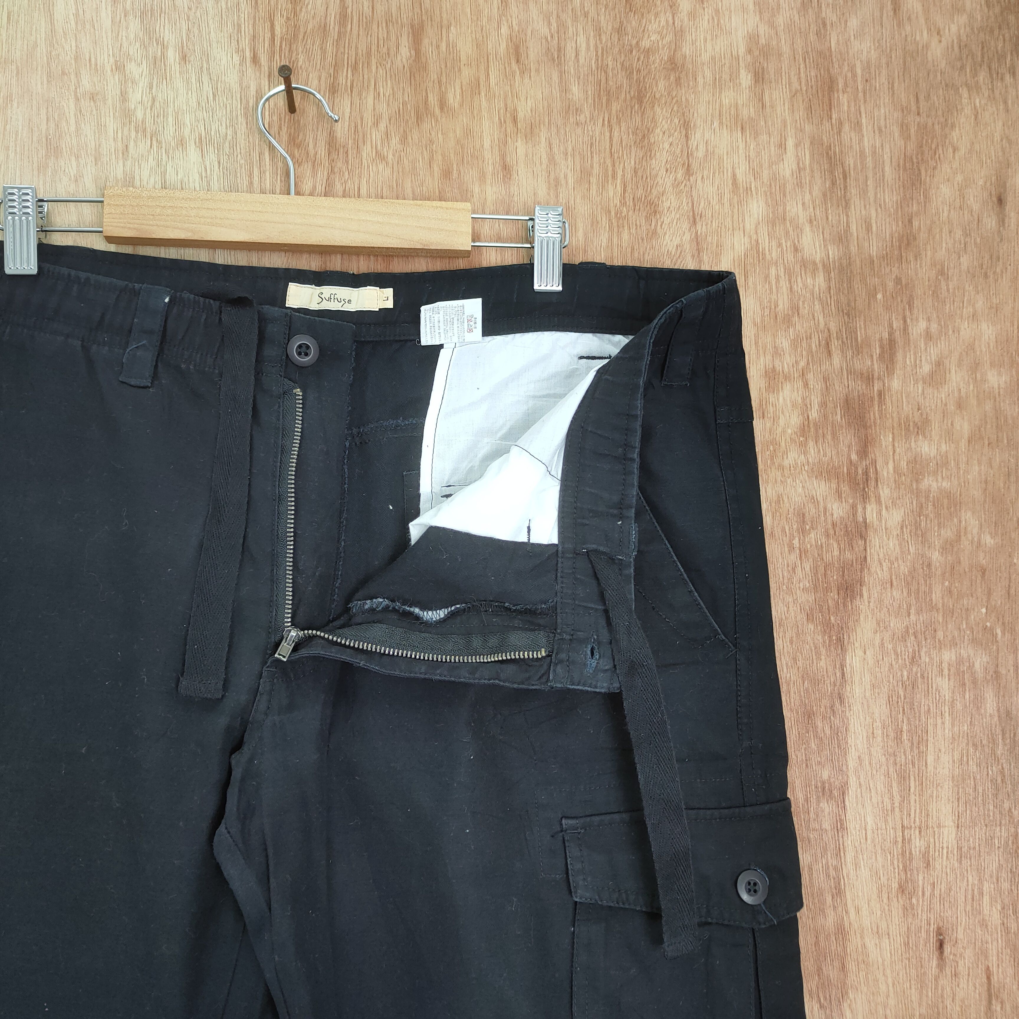 Japanese Brand SUFFUSE BLACK CARGO PANTS Size US 36 / EU 52 - 6 Thumbnail