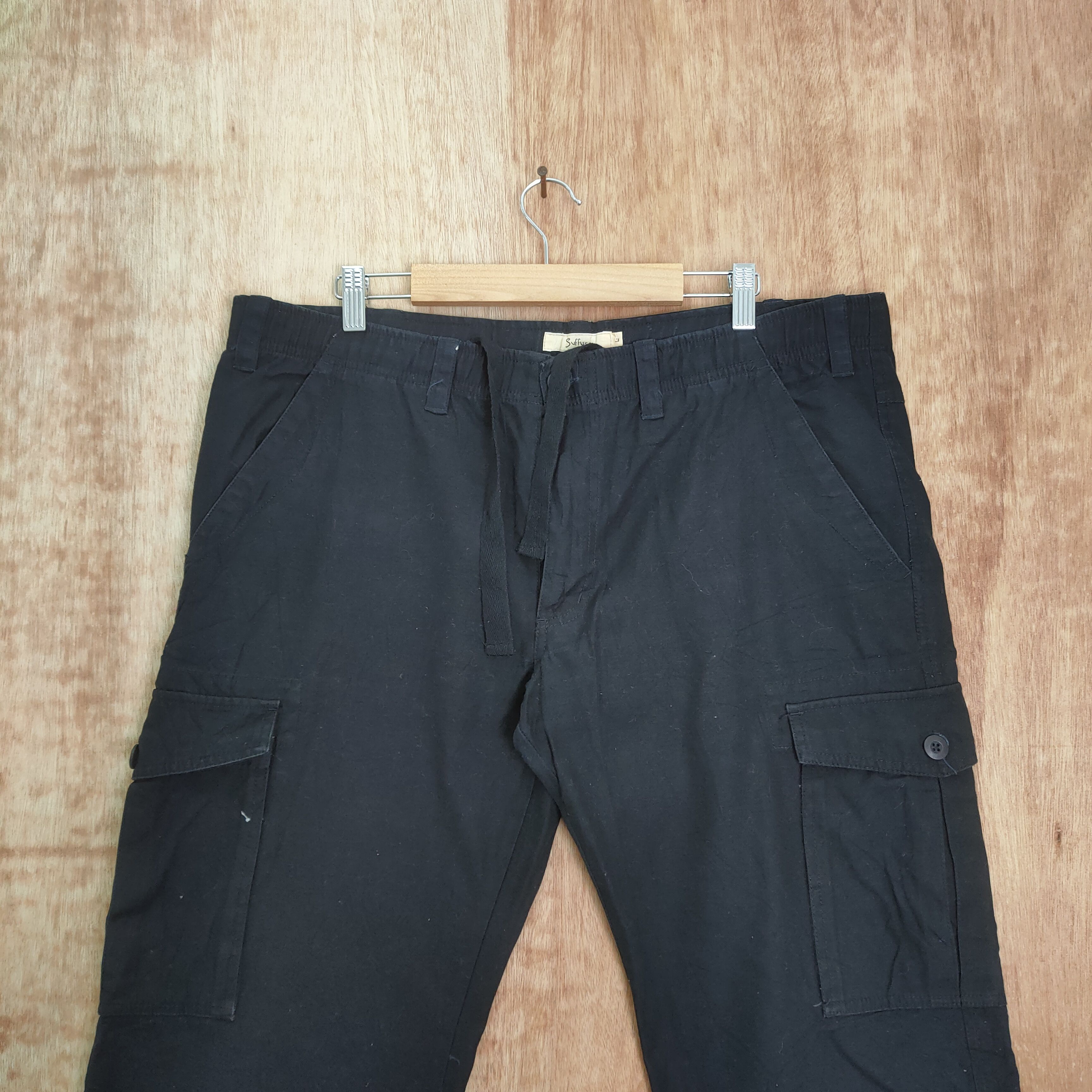 Japanese Brand SUFFUSE BLACK CARGO PANTS Size US 36 / EU 52 - 4 Thumbnail