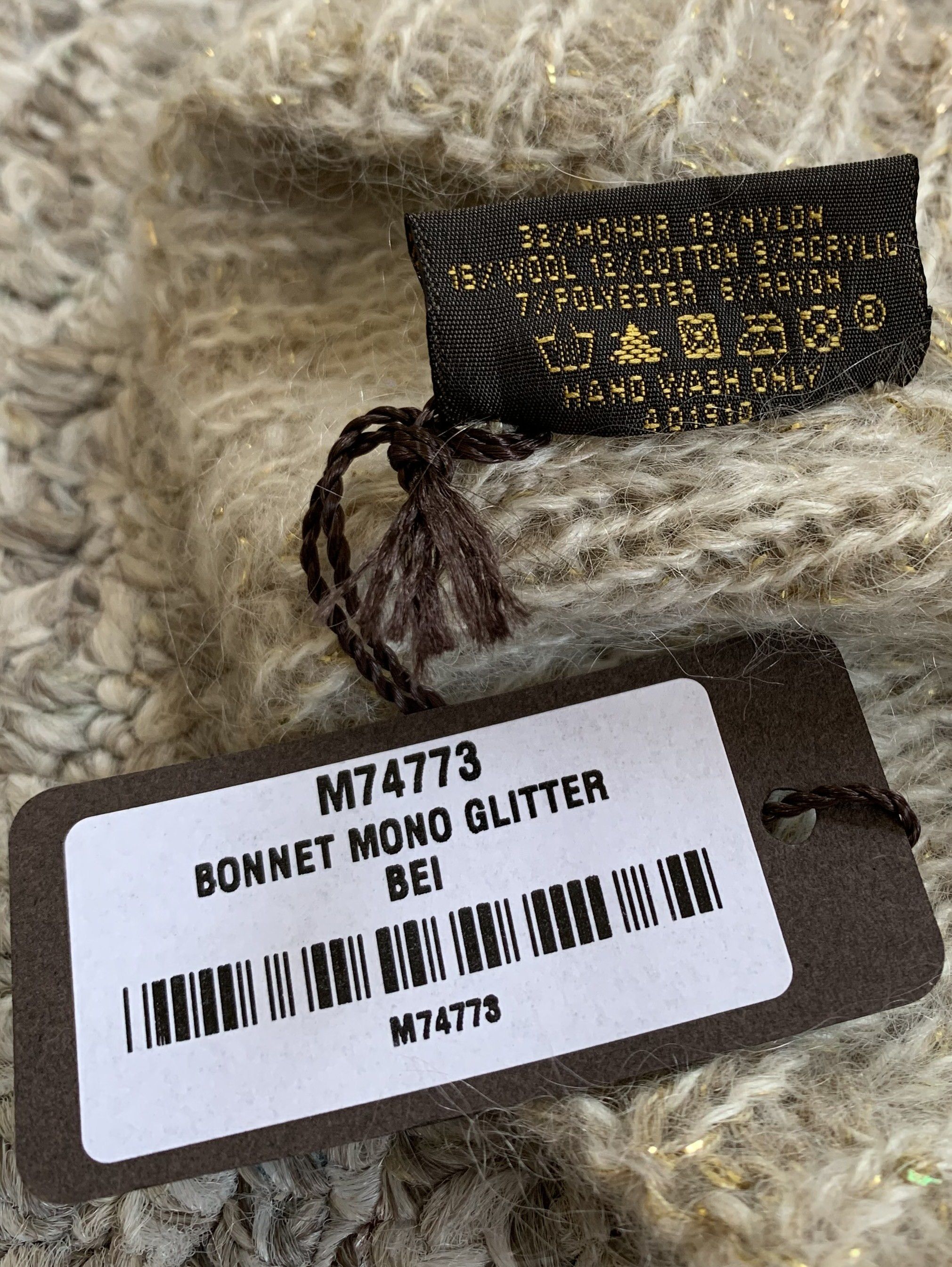 Louis Vuitton NEW Louis Vuitton Beige Monogram Mohair Glitter Beanie Size ONE SIZE - 4 Thumbnail