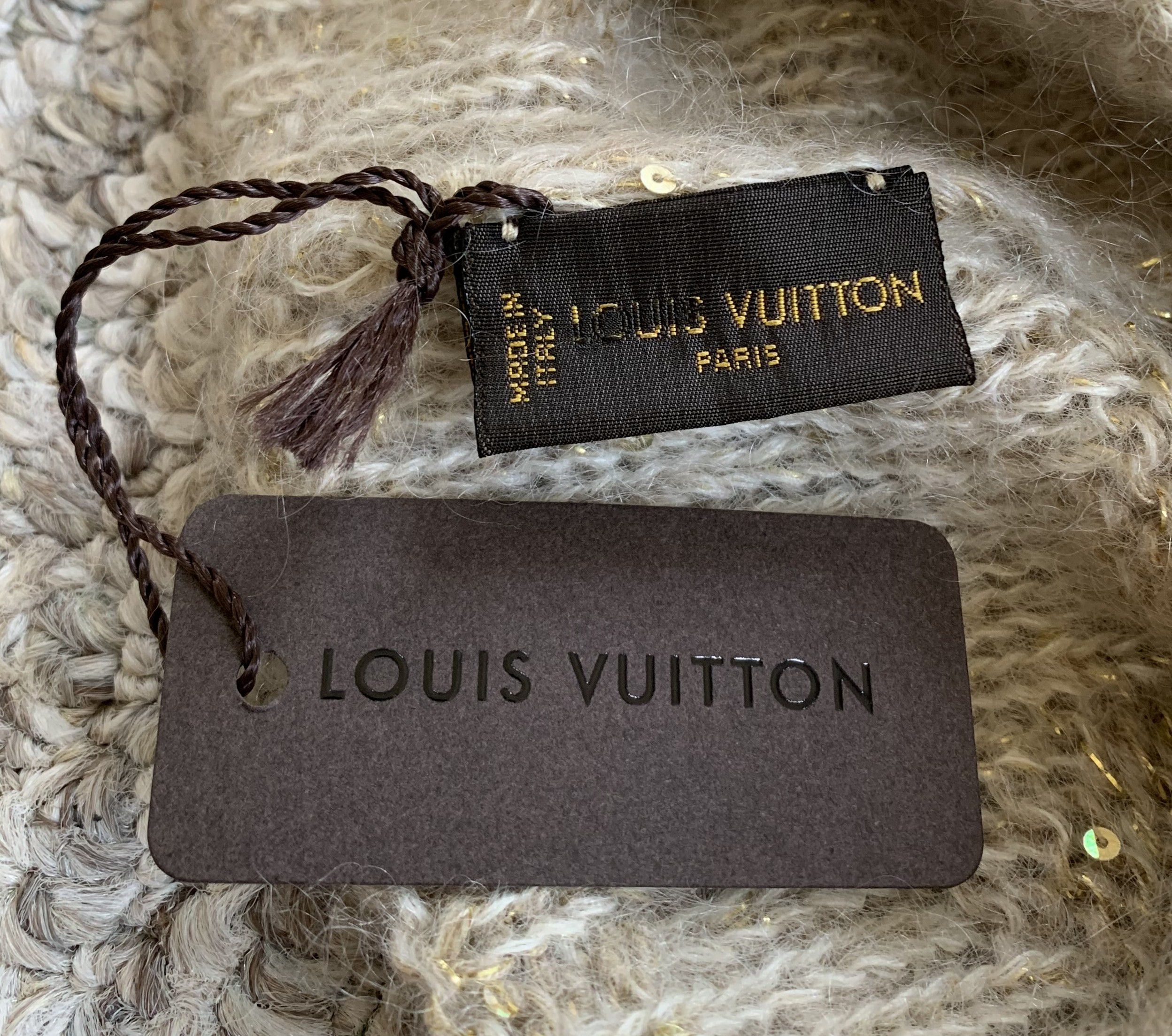 Louis Vuitton NEW Louis Vuitton Beige Monogram Mohair Glitter Beanie Size ONE SIZE - 3 Thumbnail