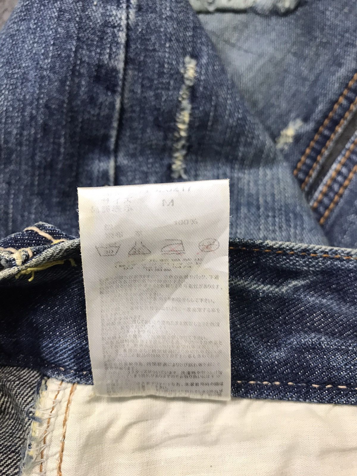 Japanese Brand × Vintage Vintage Icom Distressed Denim Leather Pocket Design Size 30" / US 8 / IT 44 - 16 Thumbnail