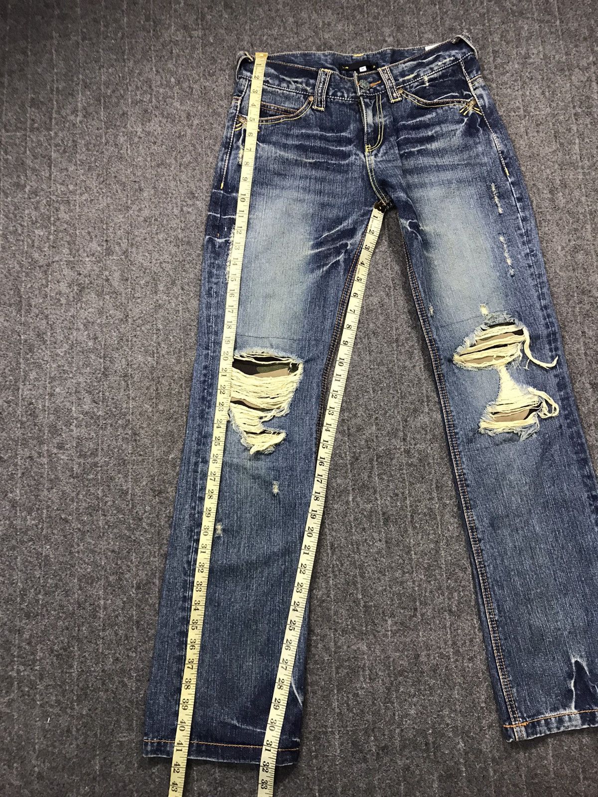 Japanese Brand × Vintage Vintage Icom Distressed Denim Leather Pocket Design Size 30" / US 8 / IT 44 - 19 Thumbnail