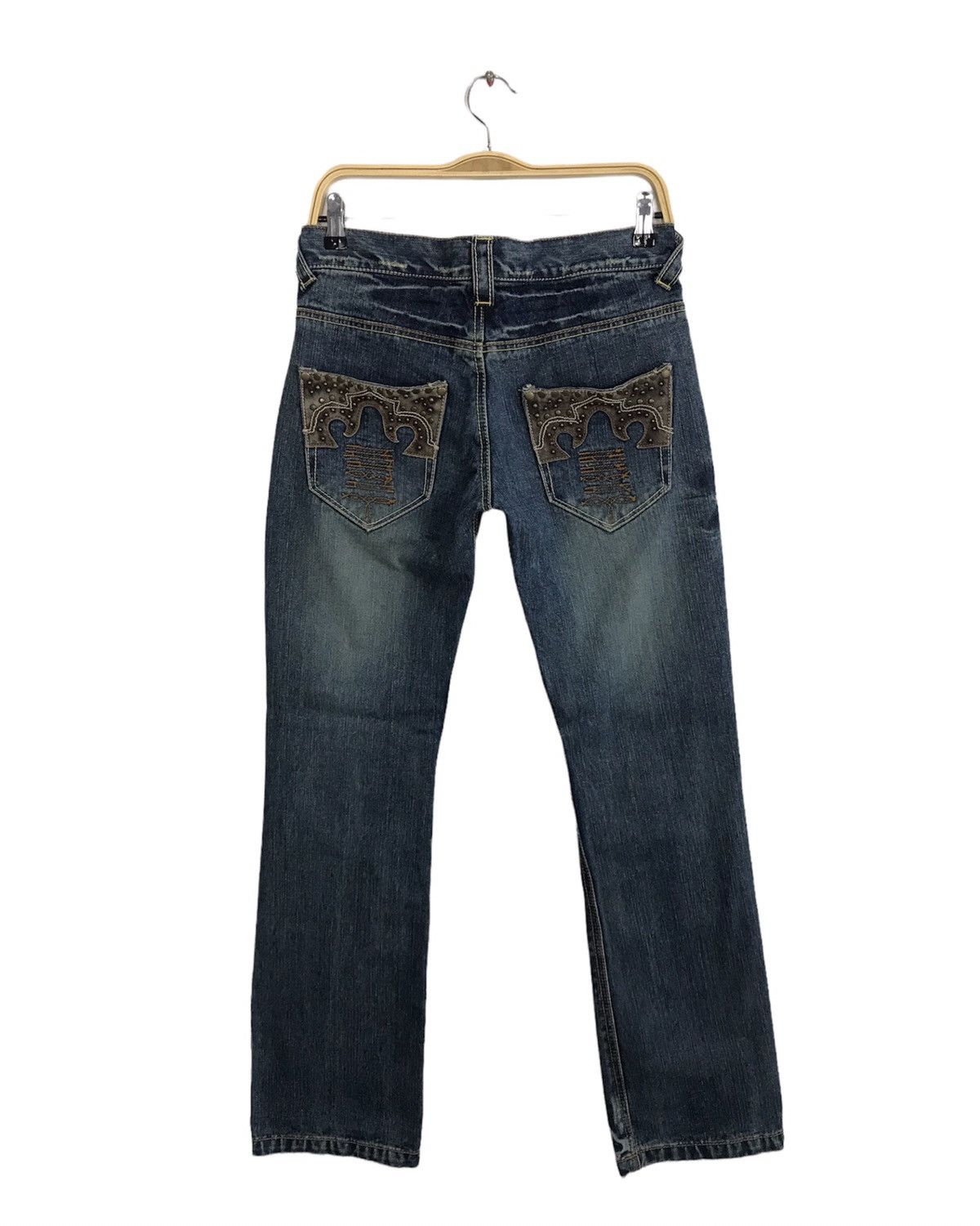 Japanese Brand × Vintage Vintage Icom Distressed Denim Leather Pocket Design Size 30" / US 8 / IT 44 - 2 Thumbnail