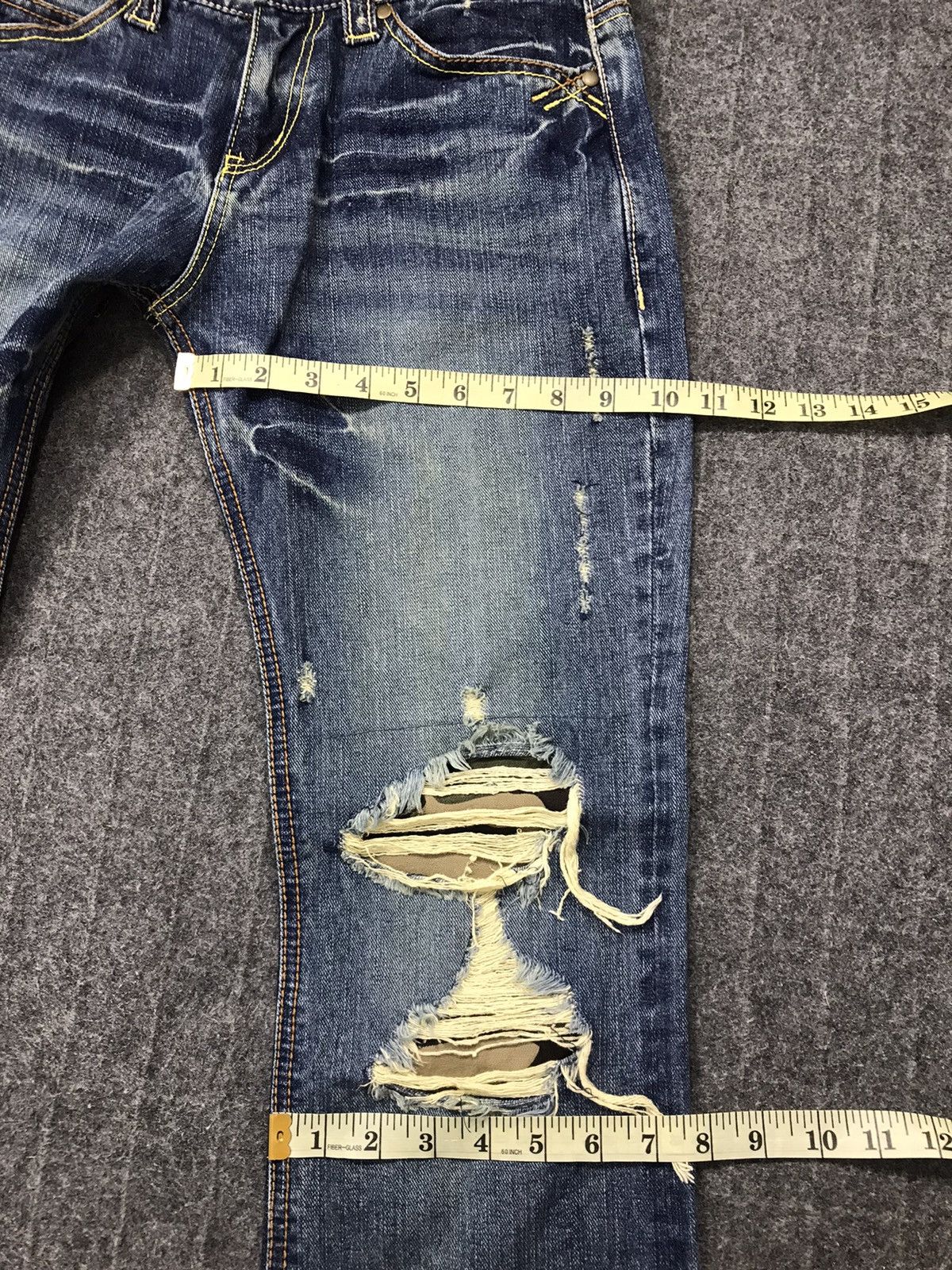 Japanese Brand × Vintage Vintage Icom Distressed Denim Leather Pocket Design Size 30" / US 8 / IT 44 - 18 Thumbnail