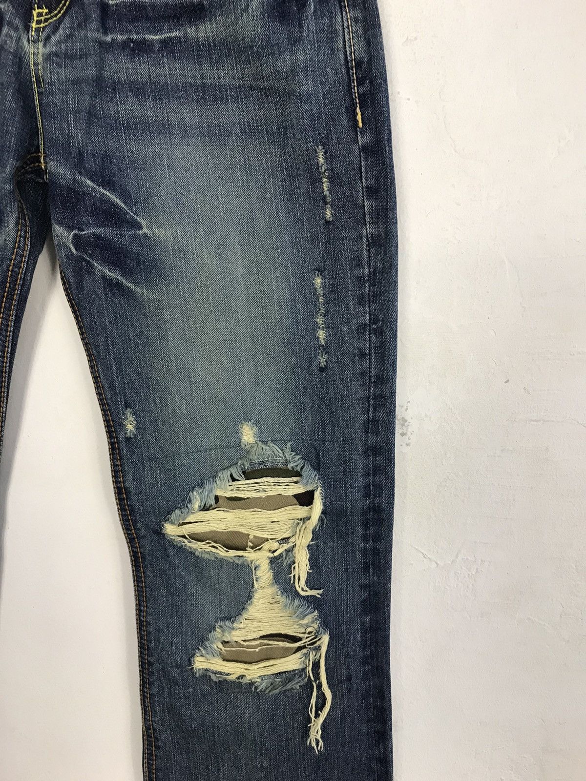 Japanese Brand × Vintage Vintage Icom Distressed Denim Leather Pocket Design Size 30" / US 8 / IT 44 - 5 Thumbnail